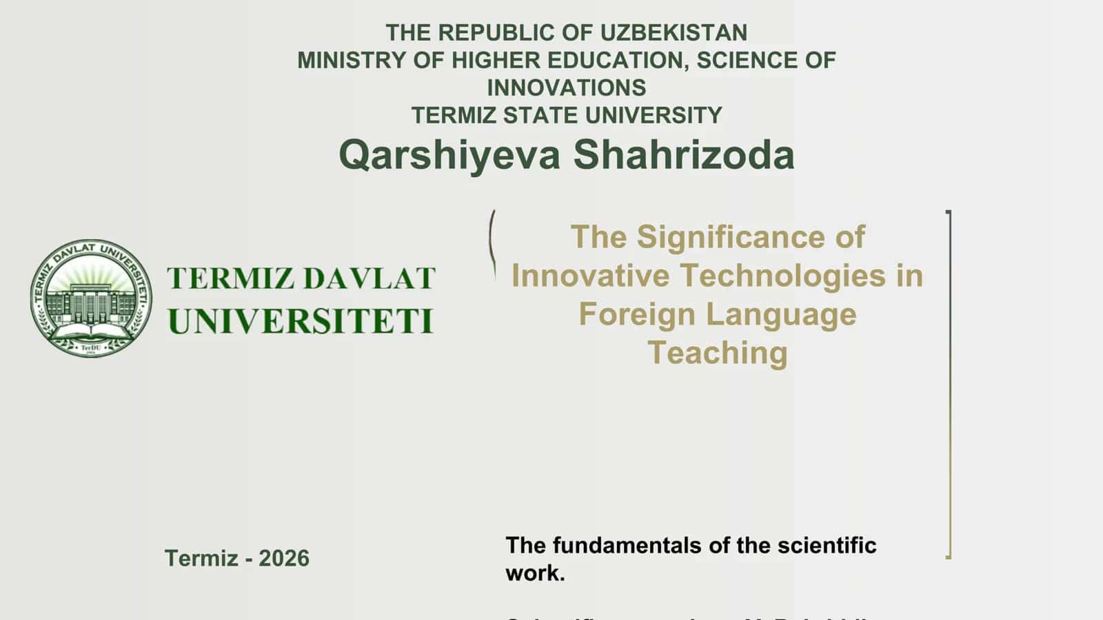 The Significance of Innovative Technologies in Foreign Language Teaching