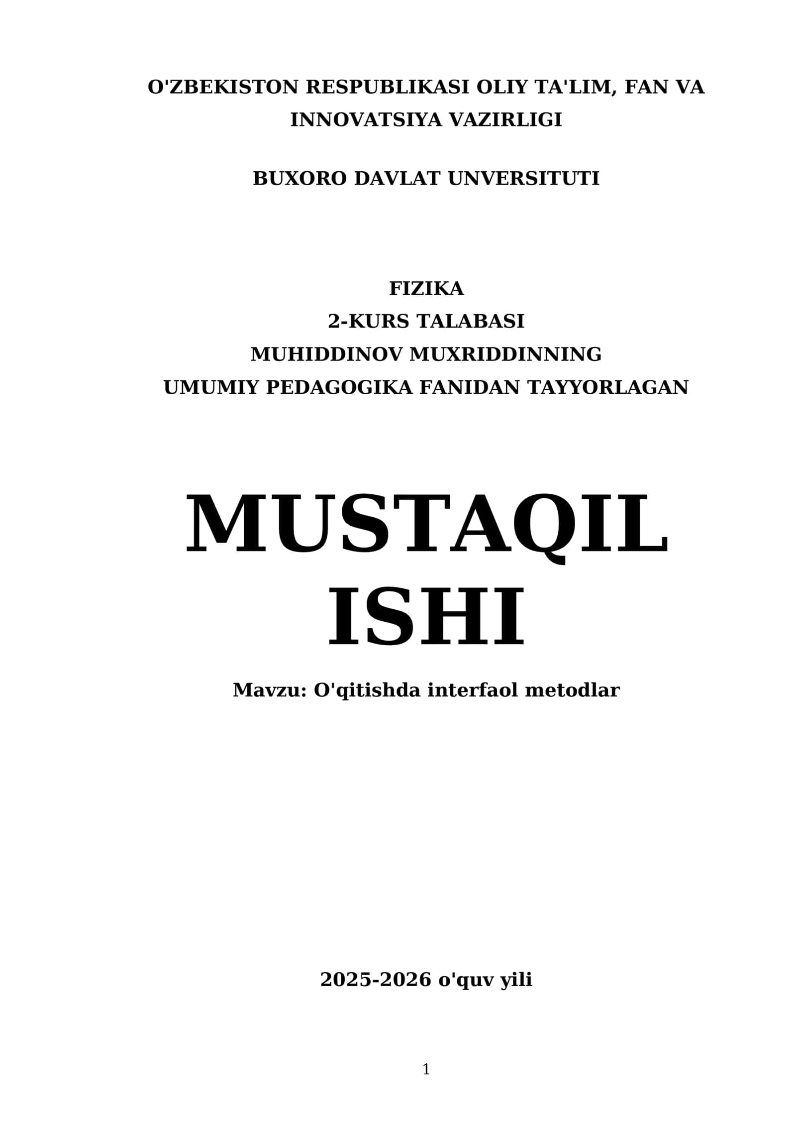 O'qitishda interfaol metodlar