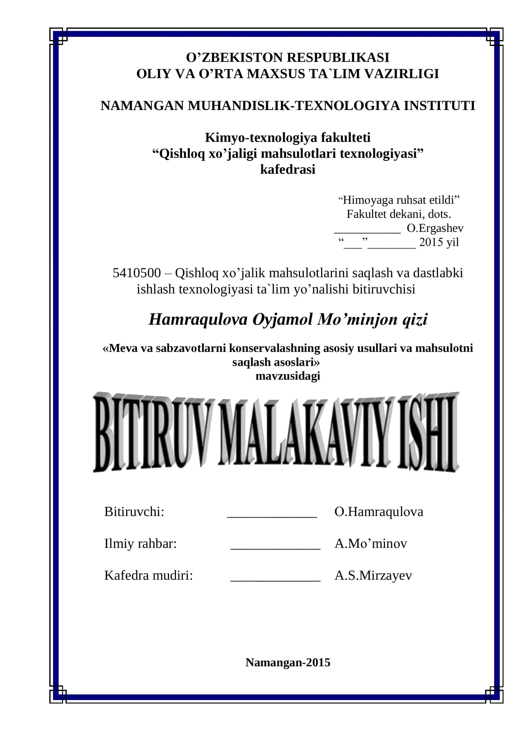 Meva va sabzavotlarni konservalashning asosiy usullari va mahsulotni saqlash asoslari