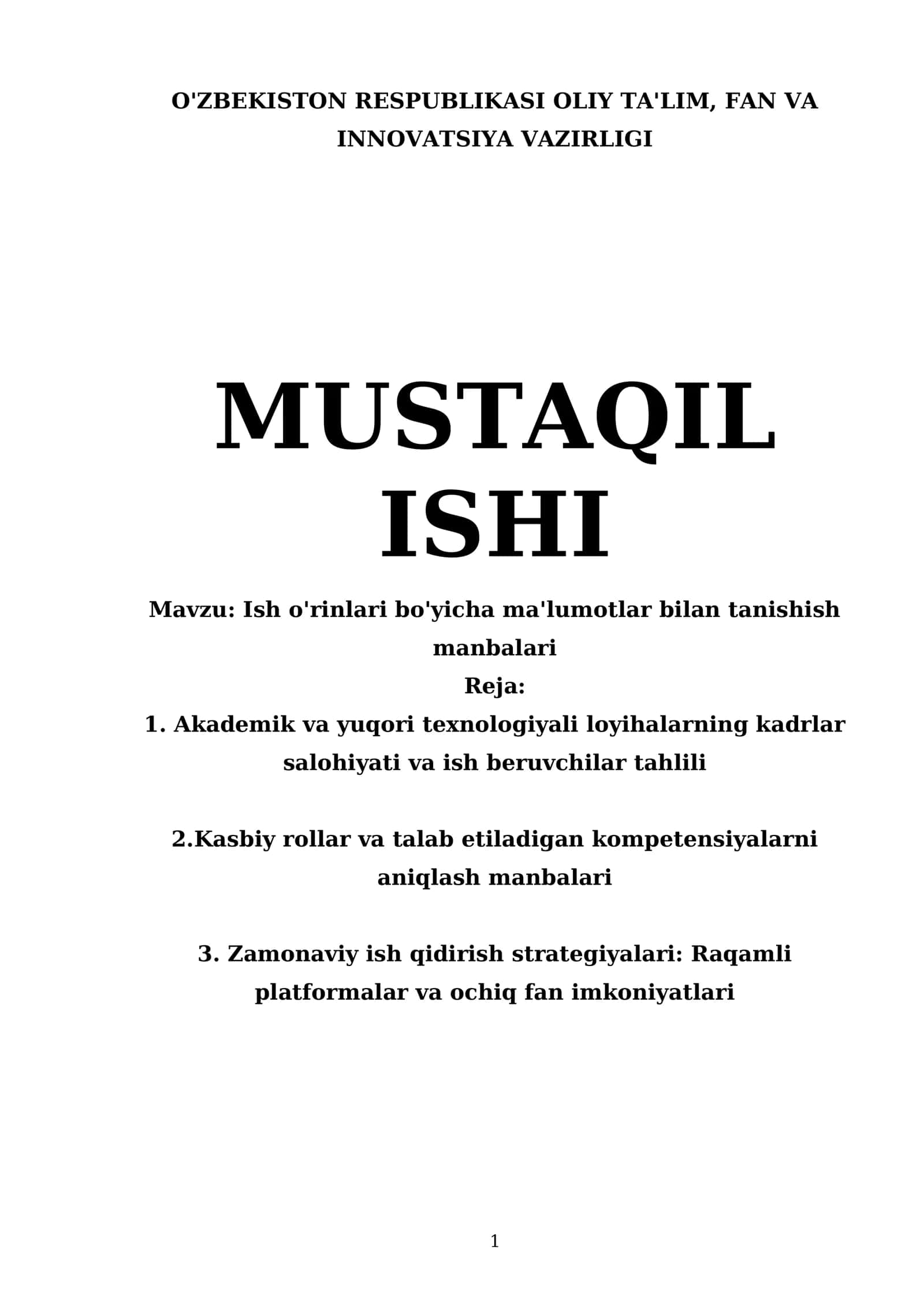 Ish o'rinlari bo'yicha ma'lumotlar bilan tanishish manbalari