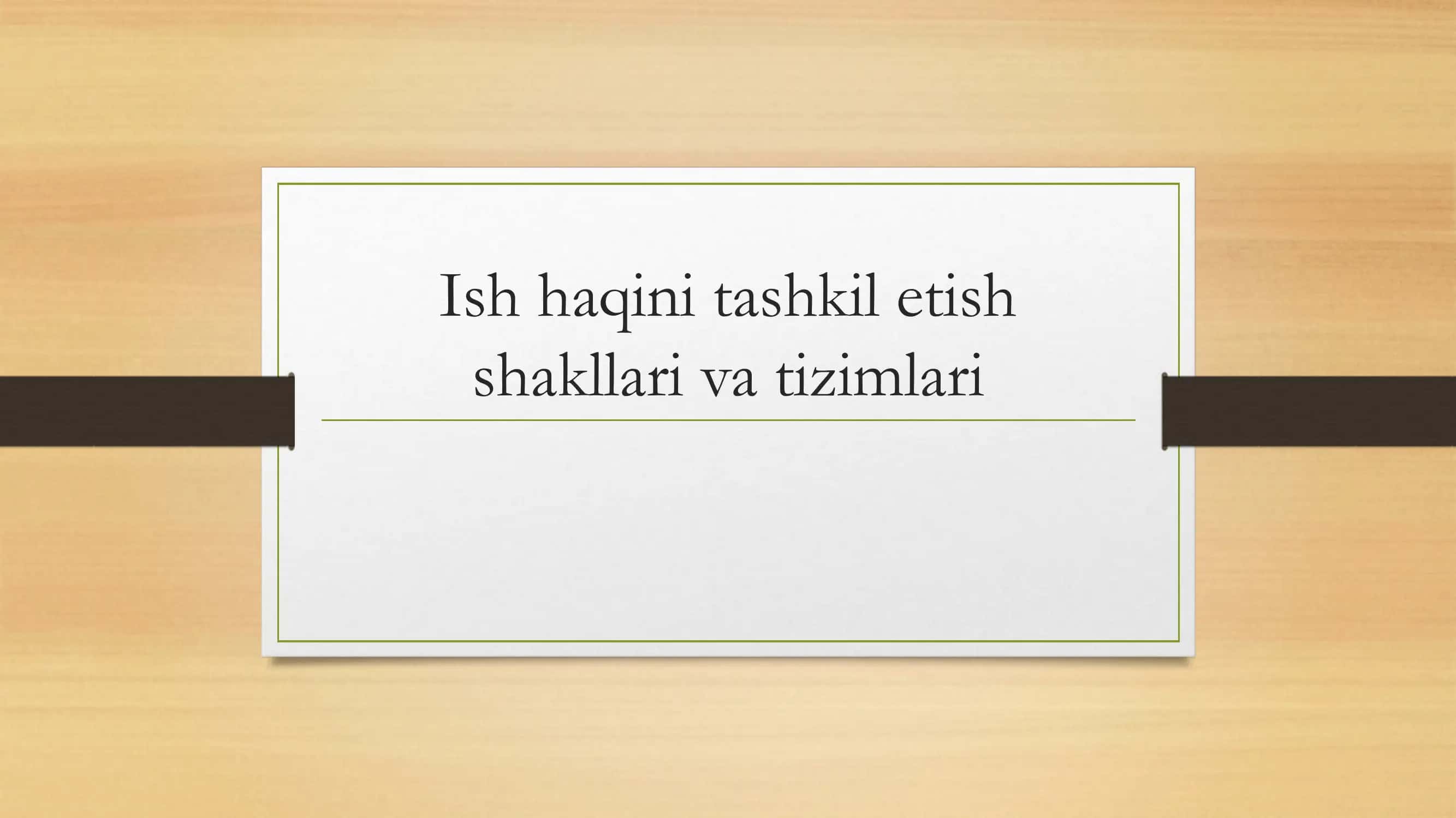 Ish haqini tashkil etish