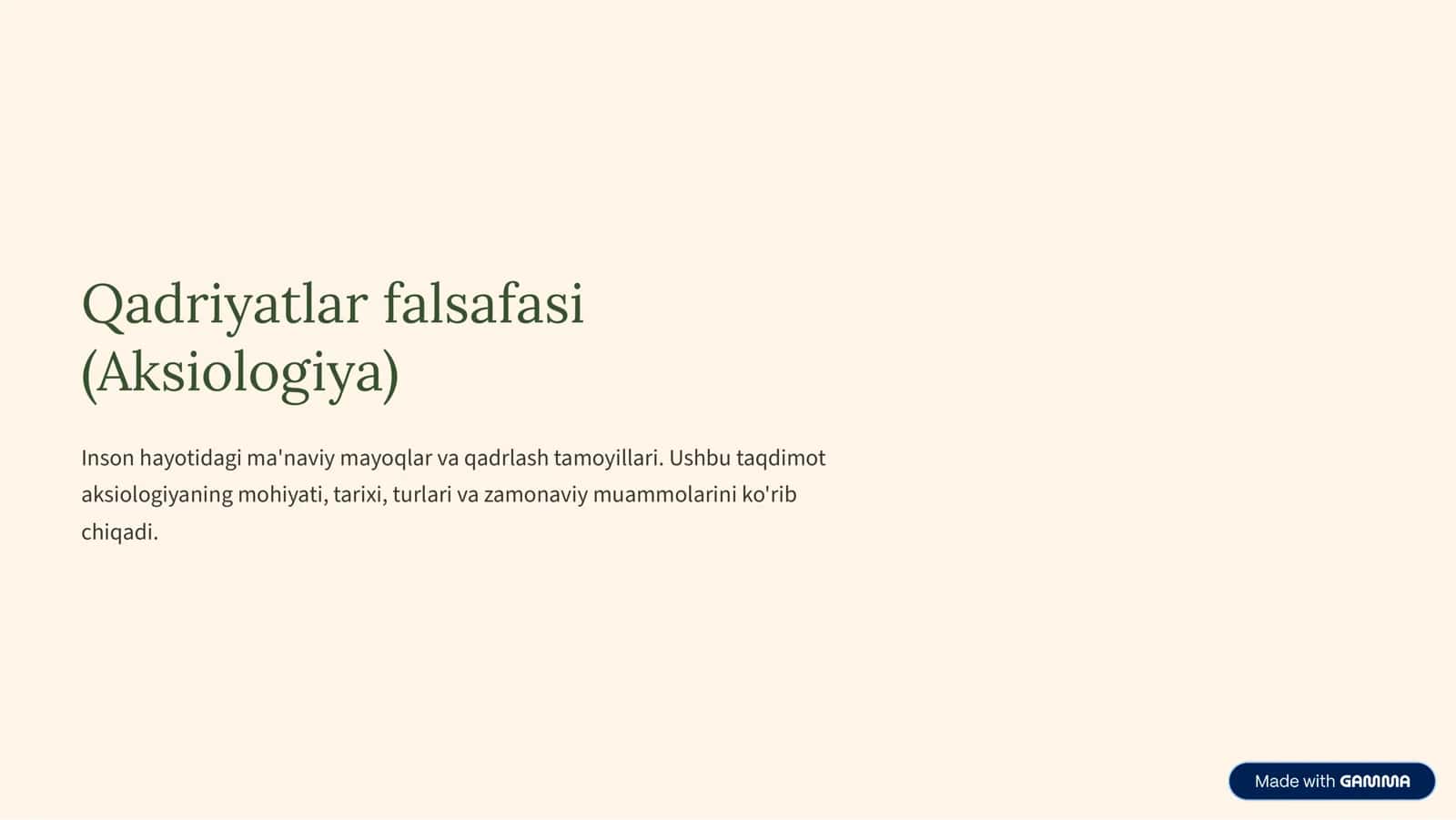 Qadriyatlar falsafasi (Aksiologiya)
