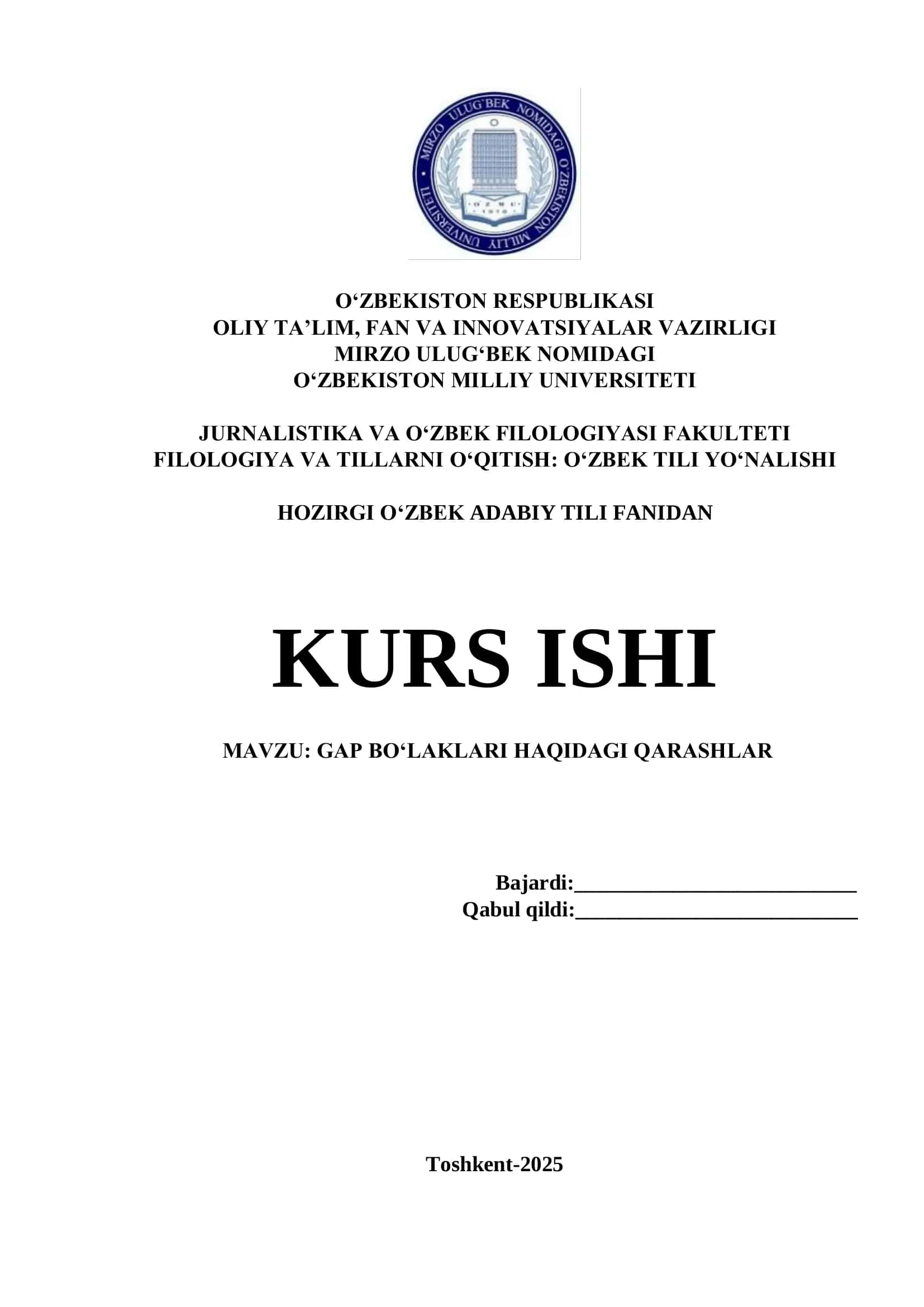 GAP BO‘LAKLARI HAQIDAGI QARASHLAR