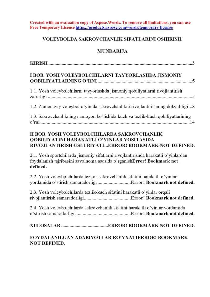 Voleybolda sakrovchanlik sifatlarini oshirish