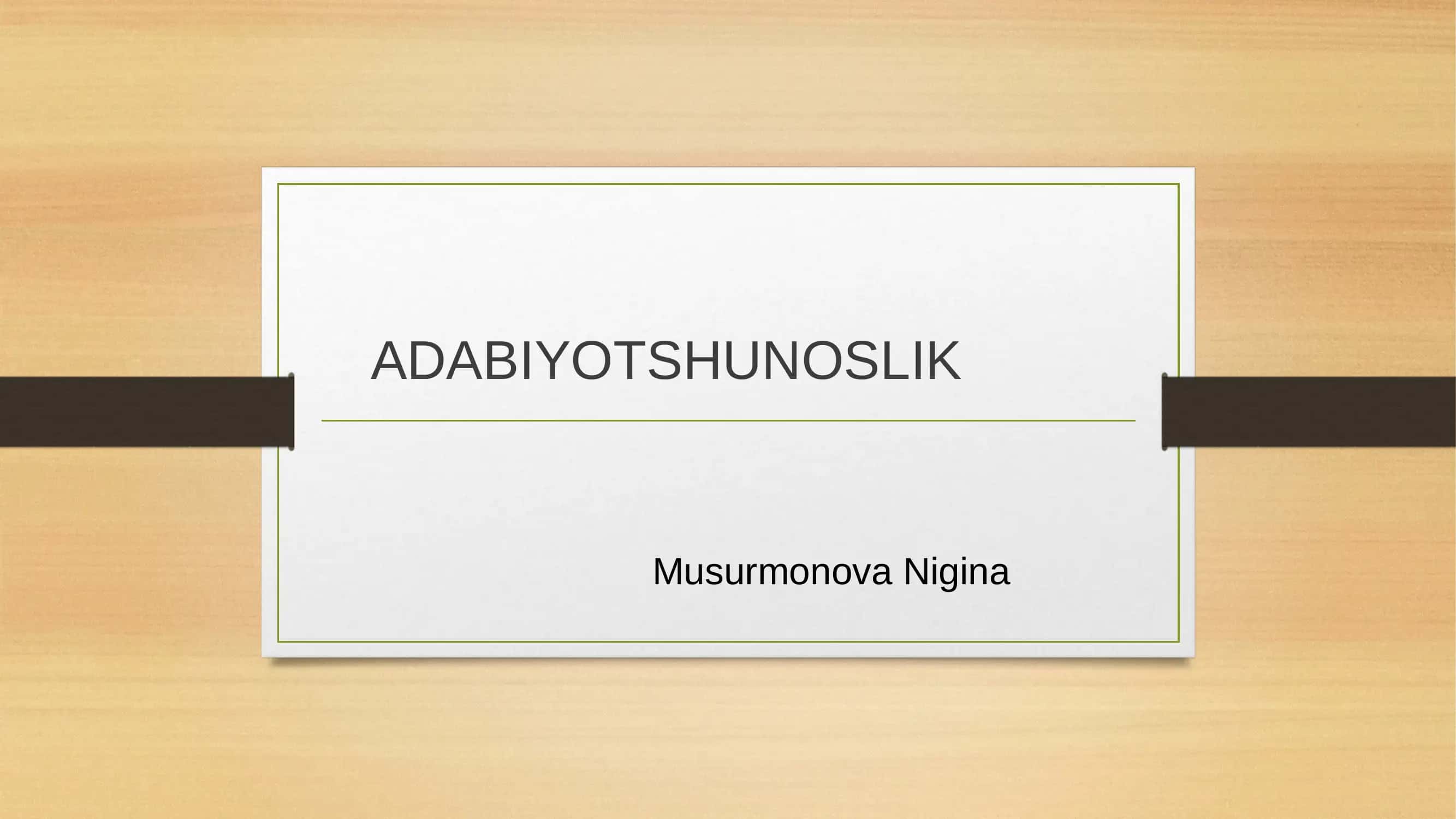 ADABIYOTSHUNOSLIK