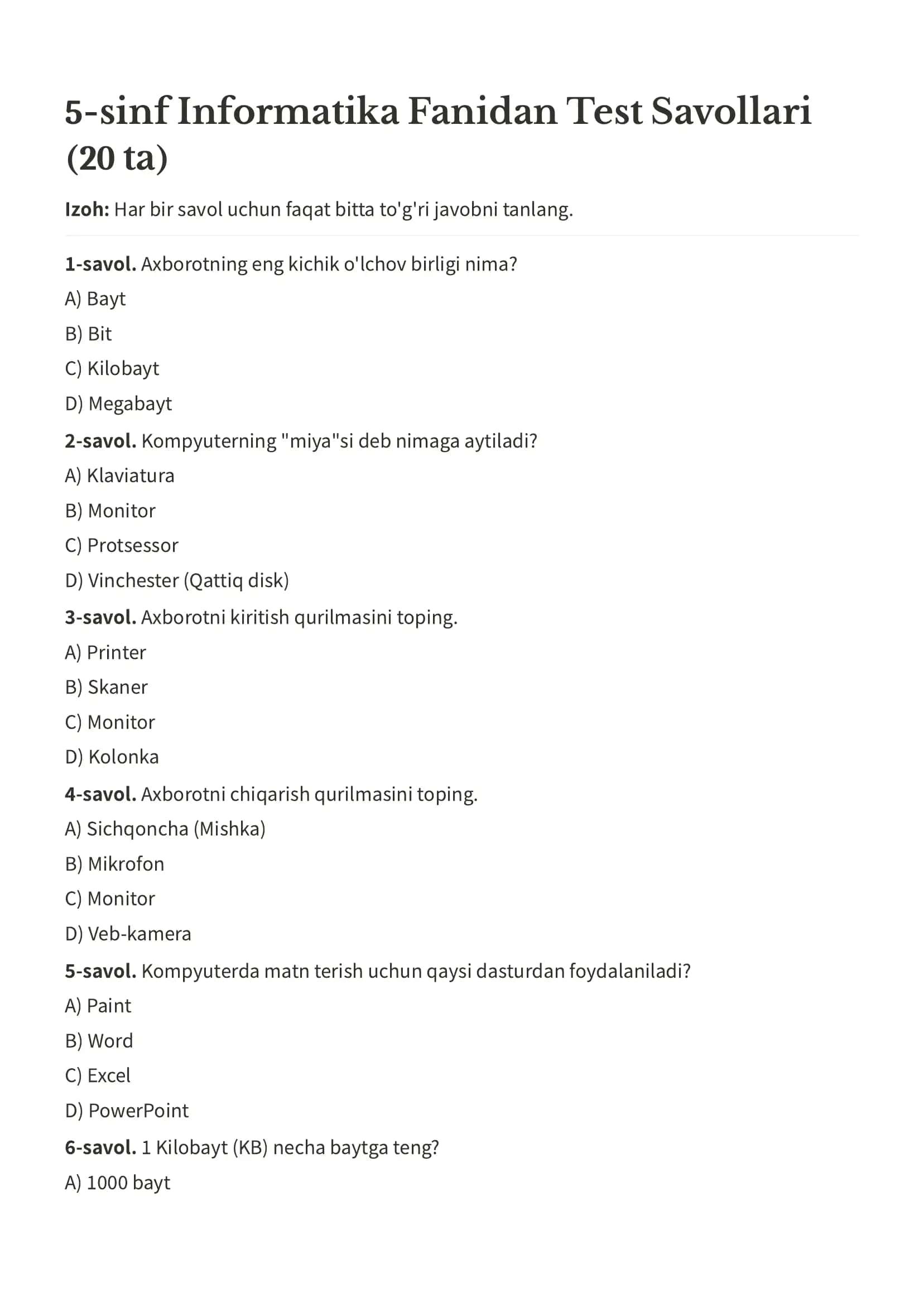 informatika test