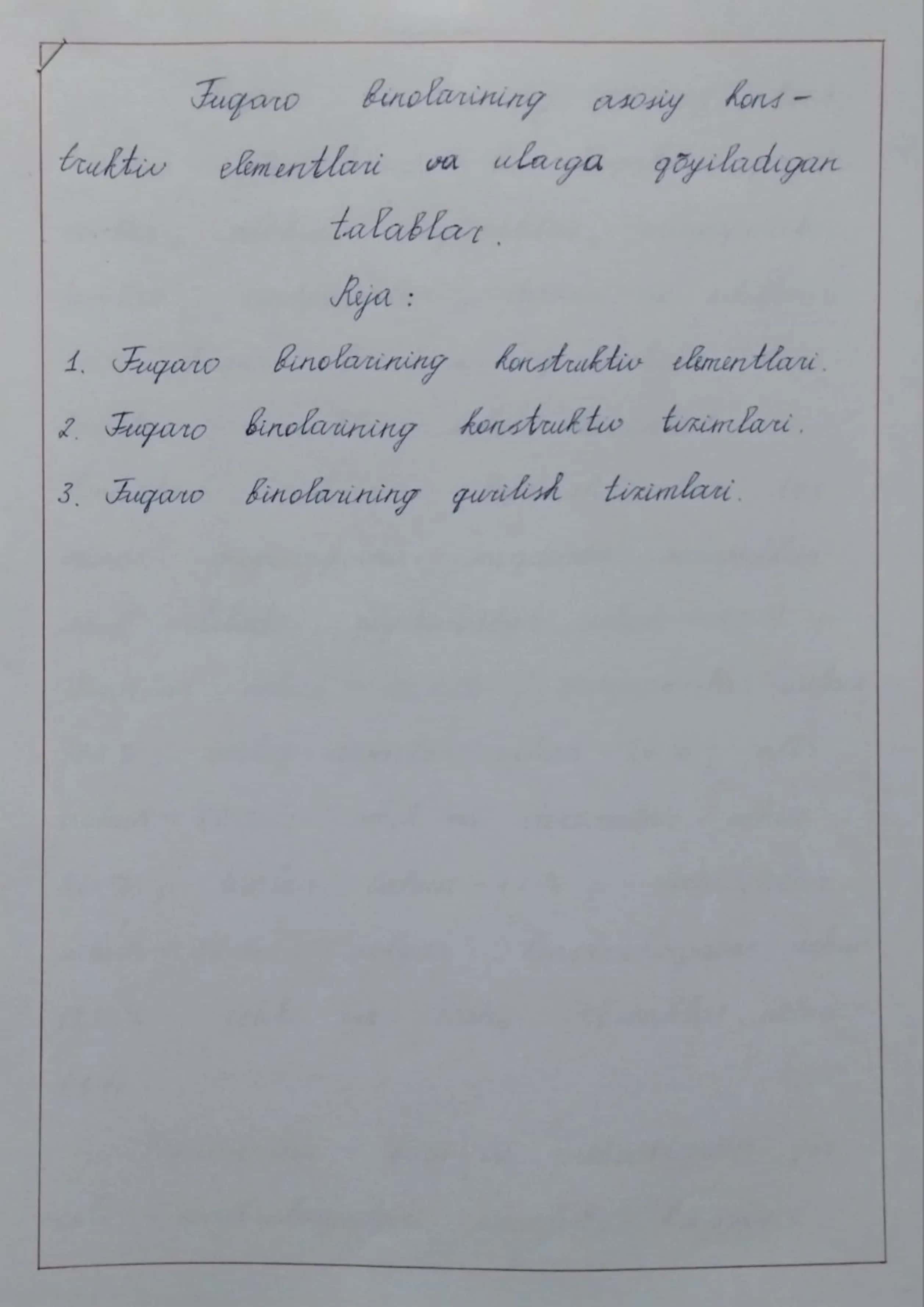 Fuqaro binolarining asosiy konstruktiv elementlari va ularga qo'yiladigan talablar