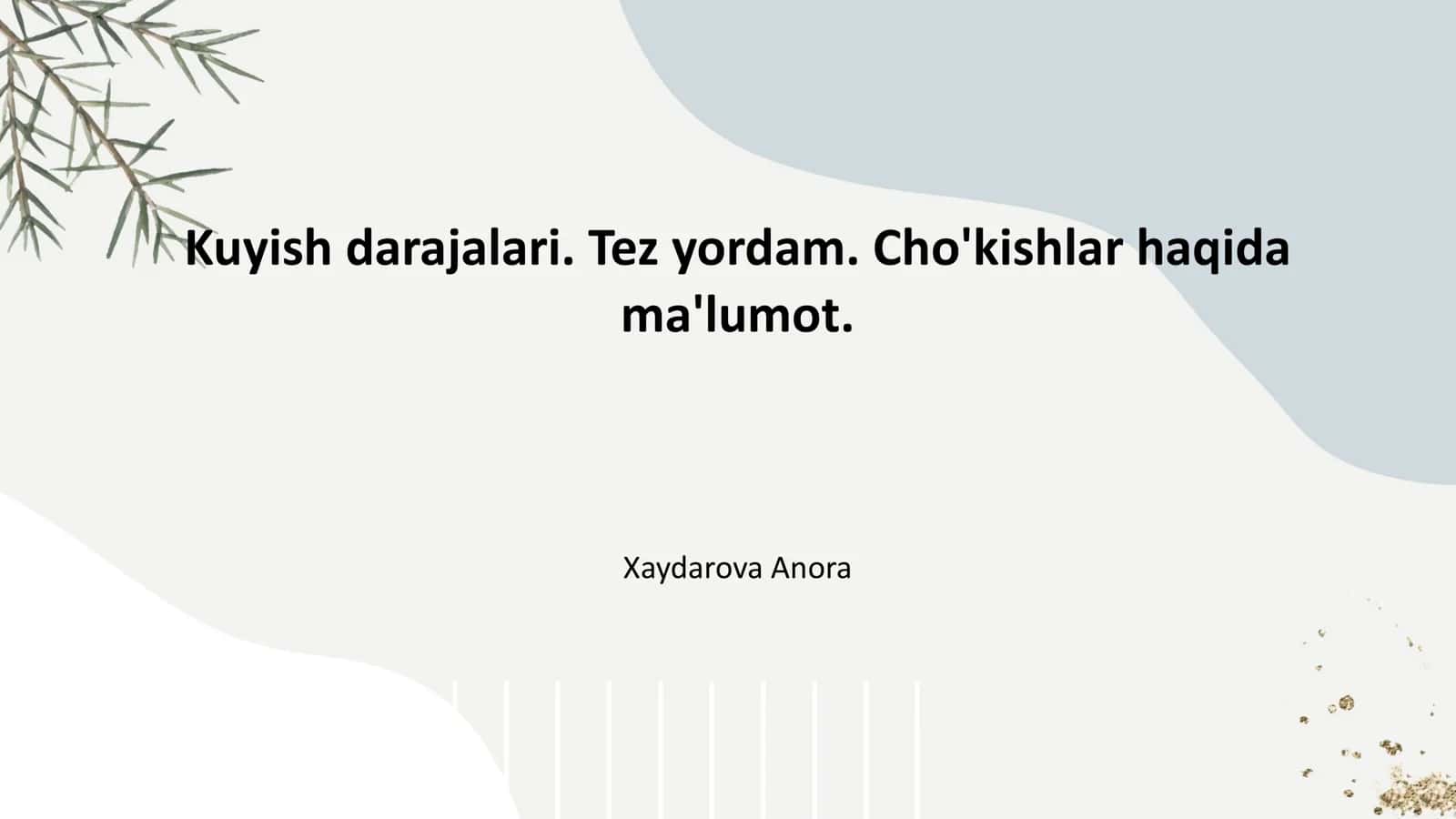 Kuyish darajalari. Tez yordam. Cho'kishlar haqida