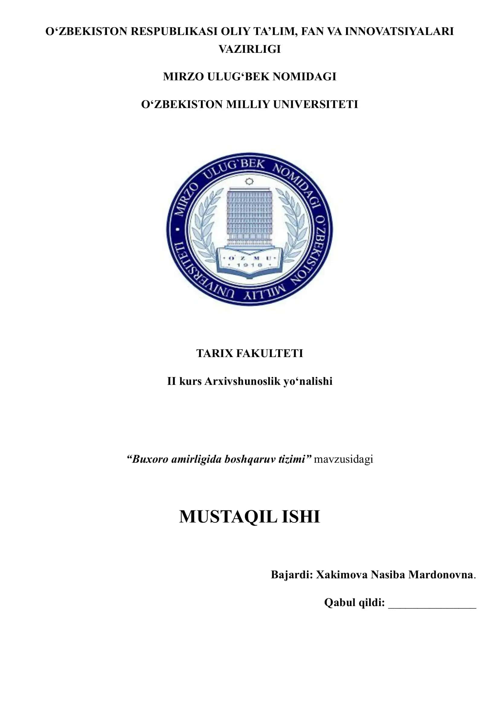 Buxoro amirligida boshqaruv tizimi