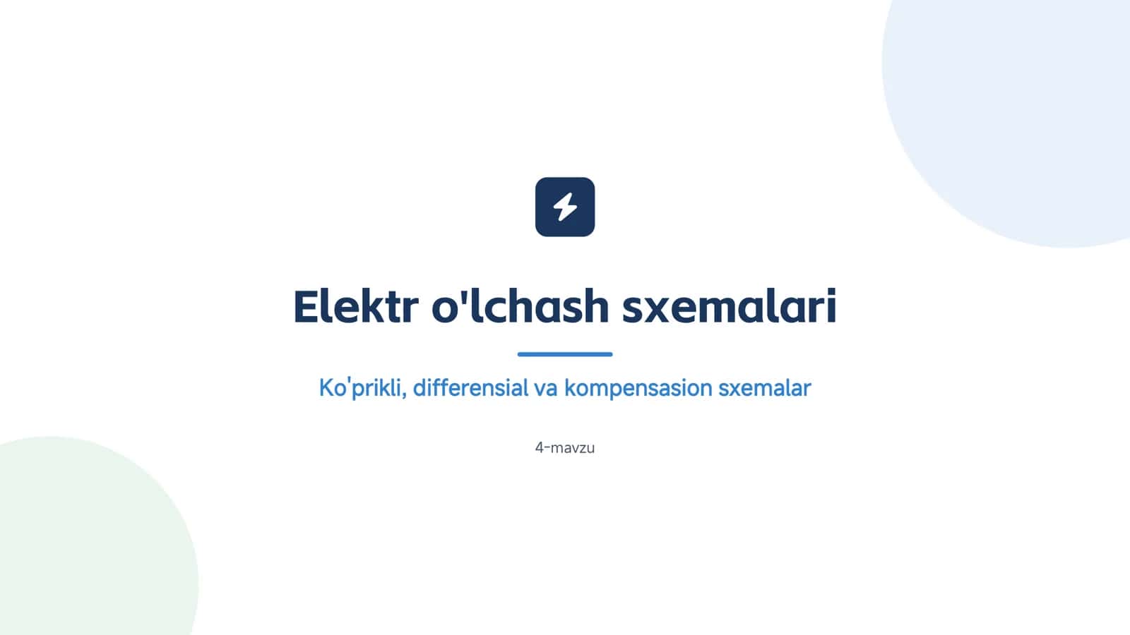 Elektr o'lchash sxemalari