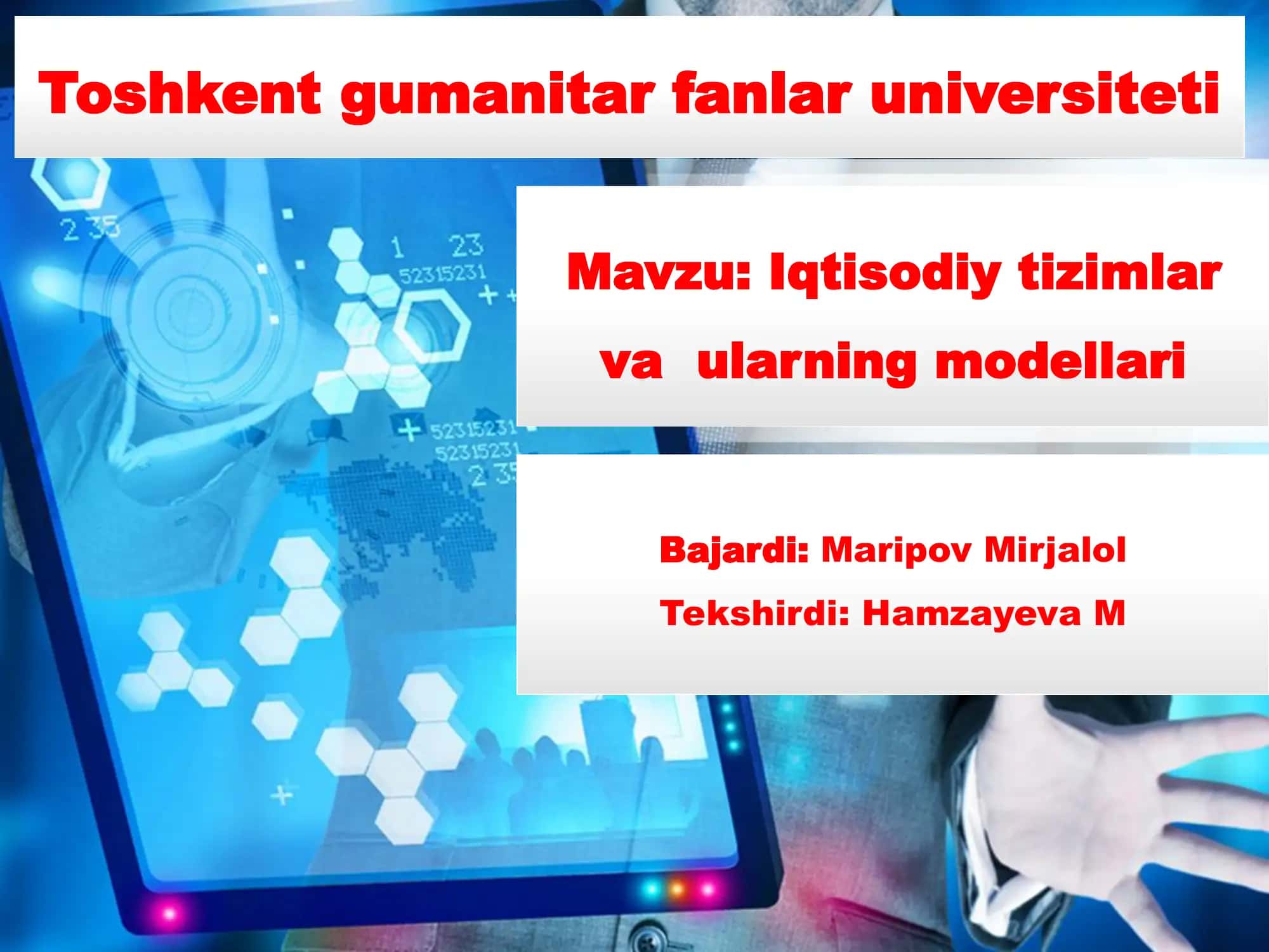 Iqtisodiy tizimlar va ularning modellari