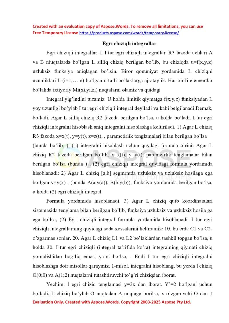 Egri chiziqli integrallar