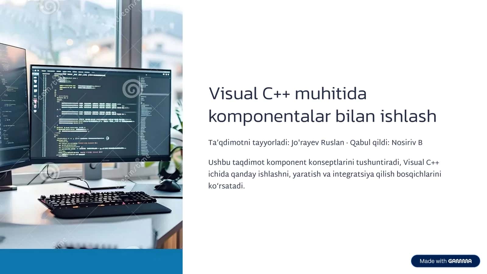 Komponentalar bilan ishlash Visual C++ muhitida