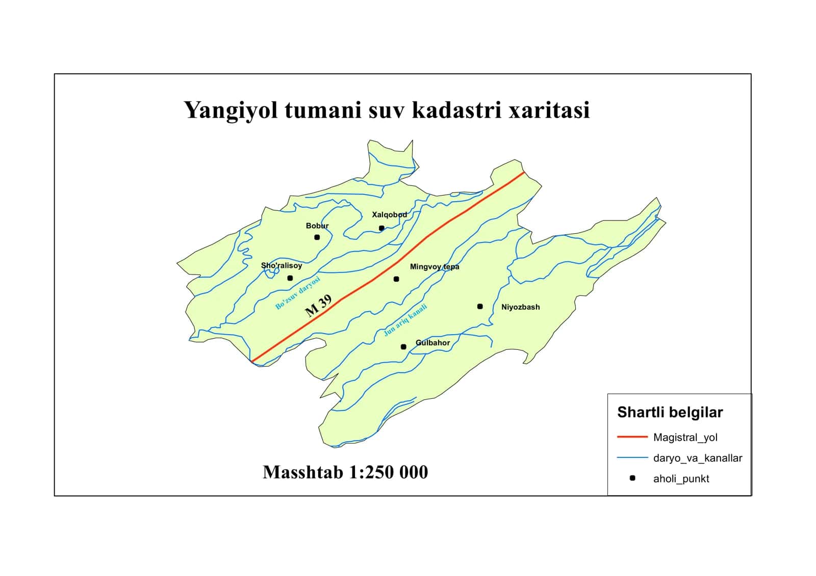 Yangiyol tumani suv kadastri xaritasi