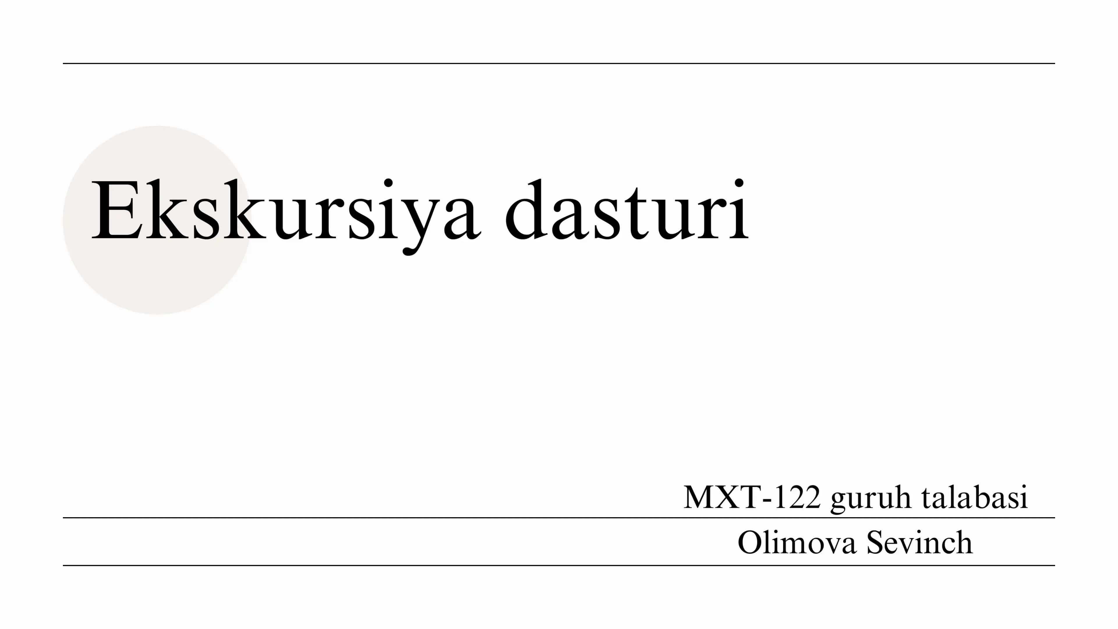 Ekskursiya dasturi