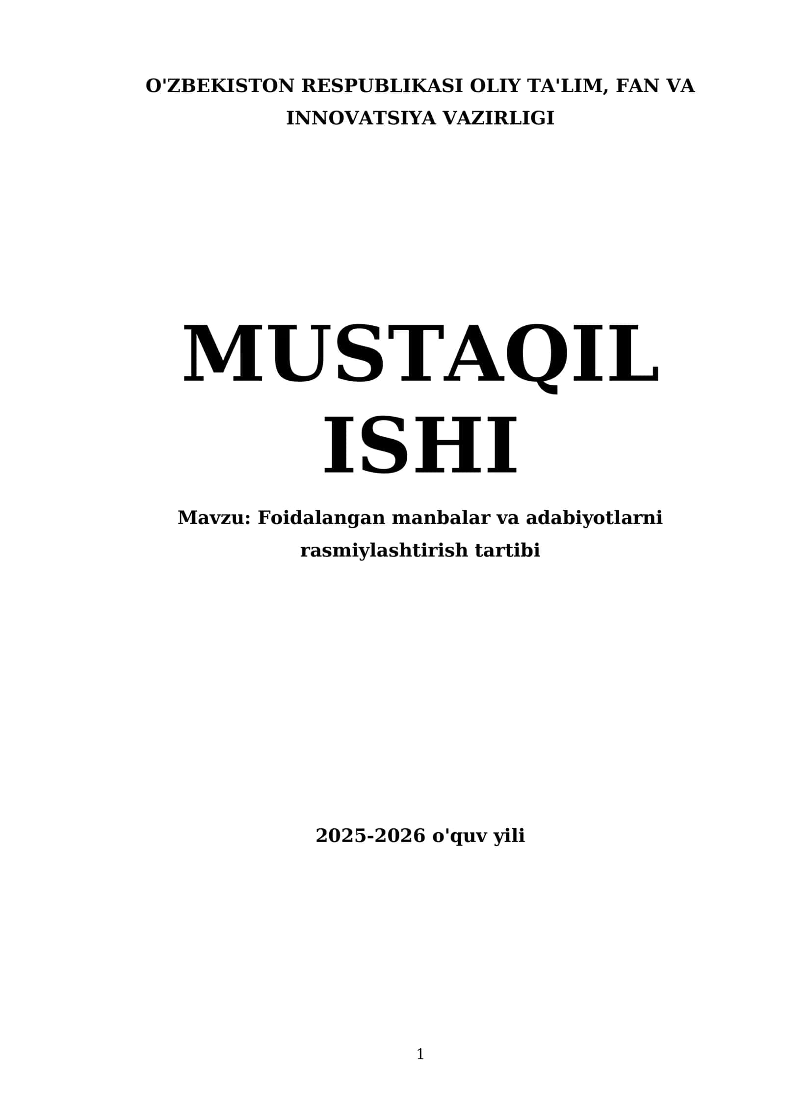 Foidalangan manbalar va adabiyotlarni rasmiylashtirish tartibi