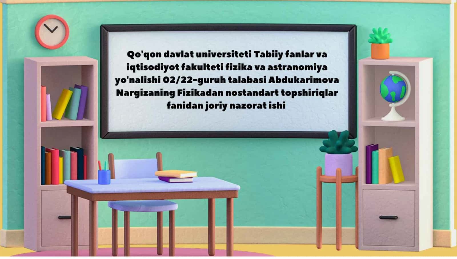 fizikadan nostandart topshiriqlar
