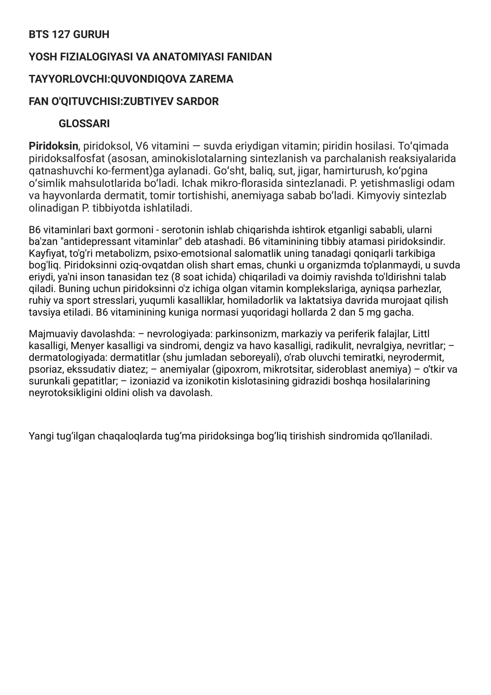 YOSH FIZIALOGIYASI VA ANATOMIYASI