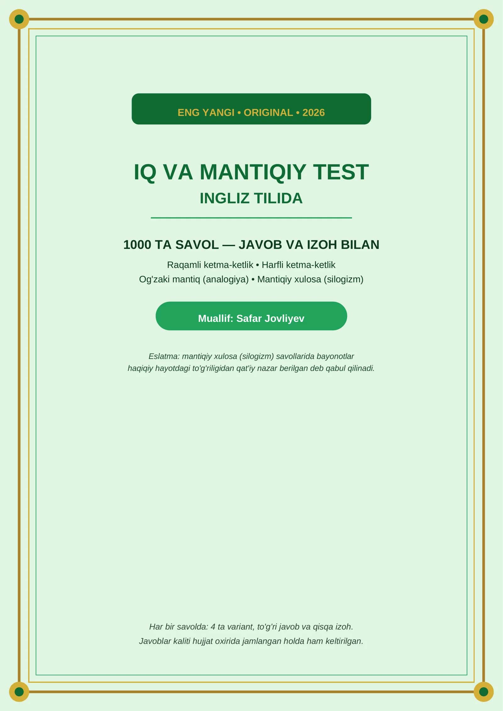IQ VA MANTIQIY TEST 2026