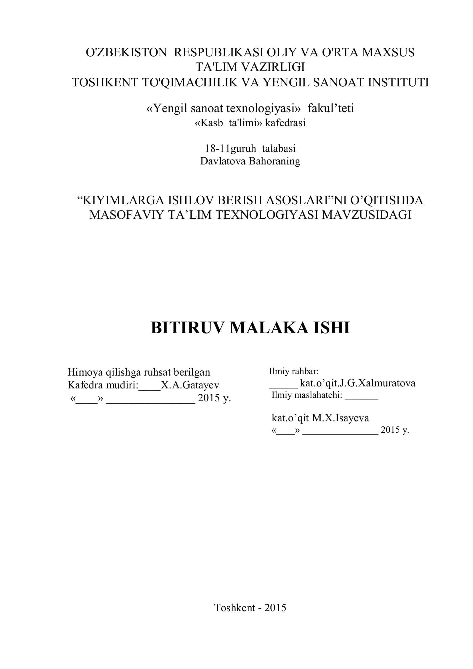KIYIMLARGA ISHLOV BERISH ASOSLARI