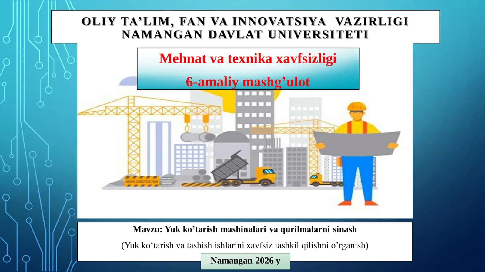 Yuk ko’tarish mashinalari va qurilmalarni sinash