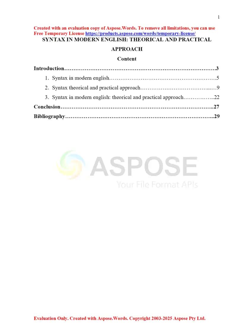 SYNTAX IN MODERN ENGLISH THEORICAL AND PRACTICAL APPROACH