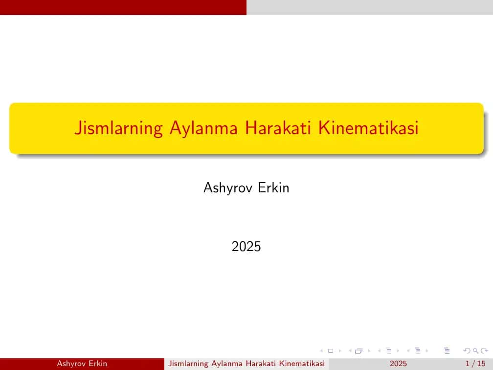 Jismlarning Aylanma Harakati Kinematikasi