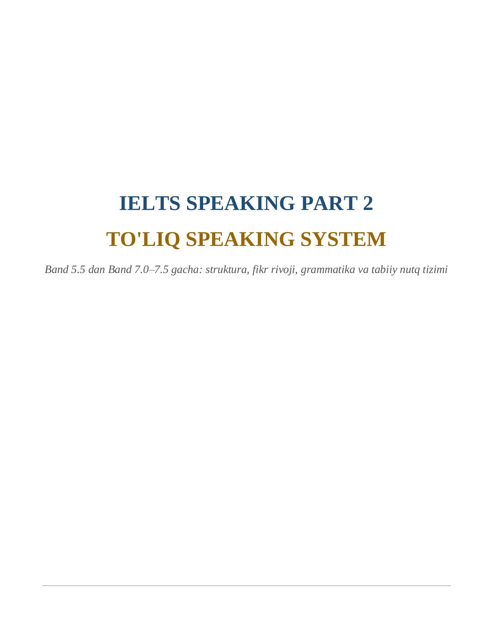 TO'LIQ SPEAKING SYSTEM