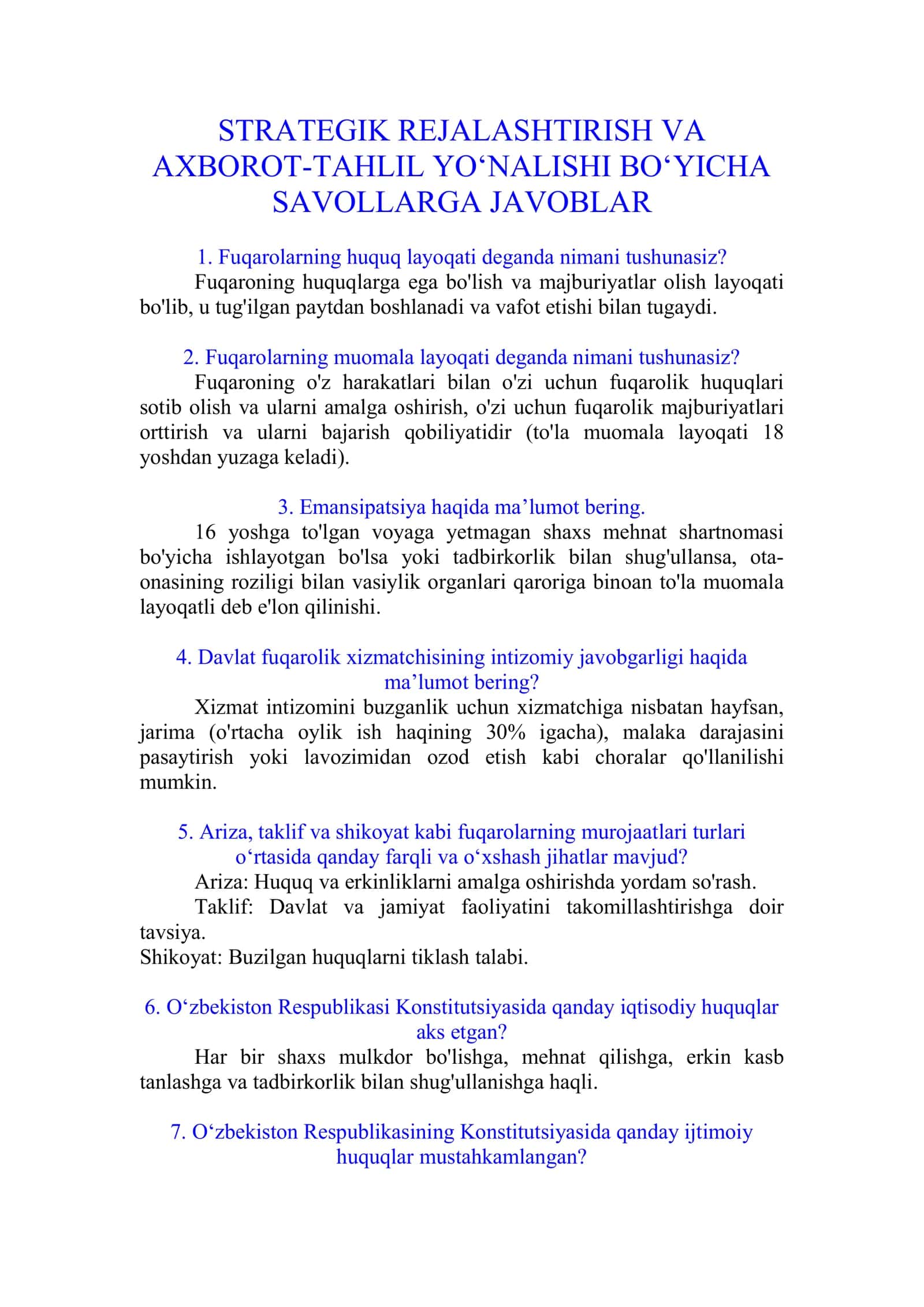 Strategik rejalashtirish va axborot-tahlil yo'nalishi argos
