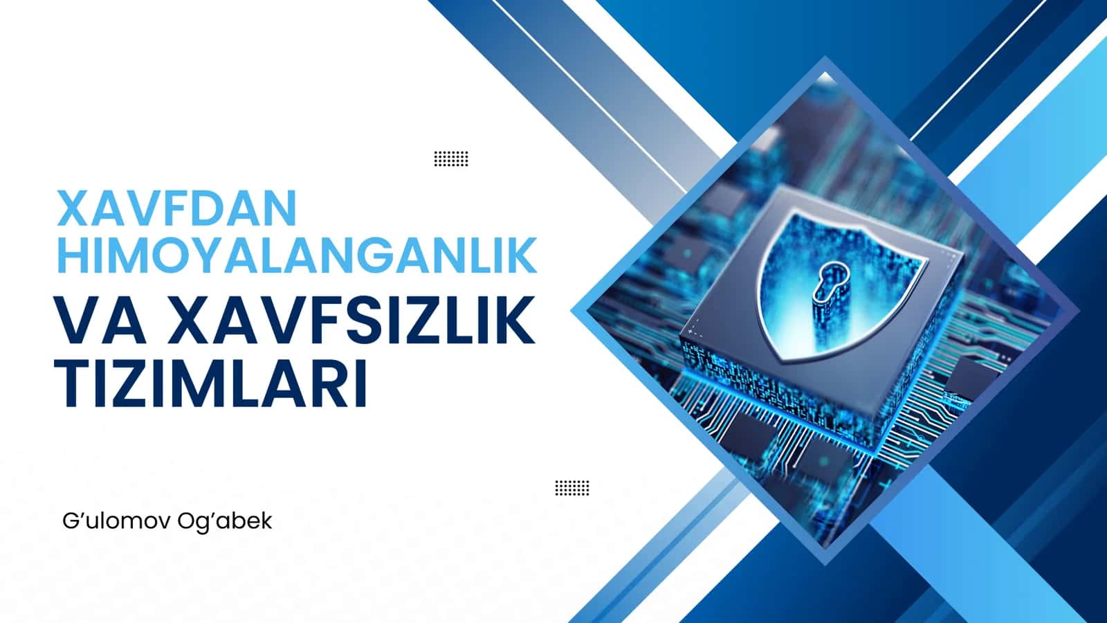 XAVFDAN HIMOYALANGANLIK VA XAVFSIZLIK TIZIMLARI