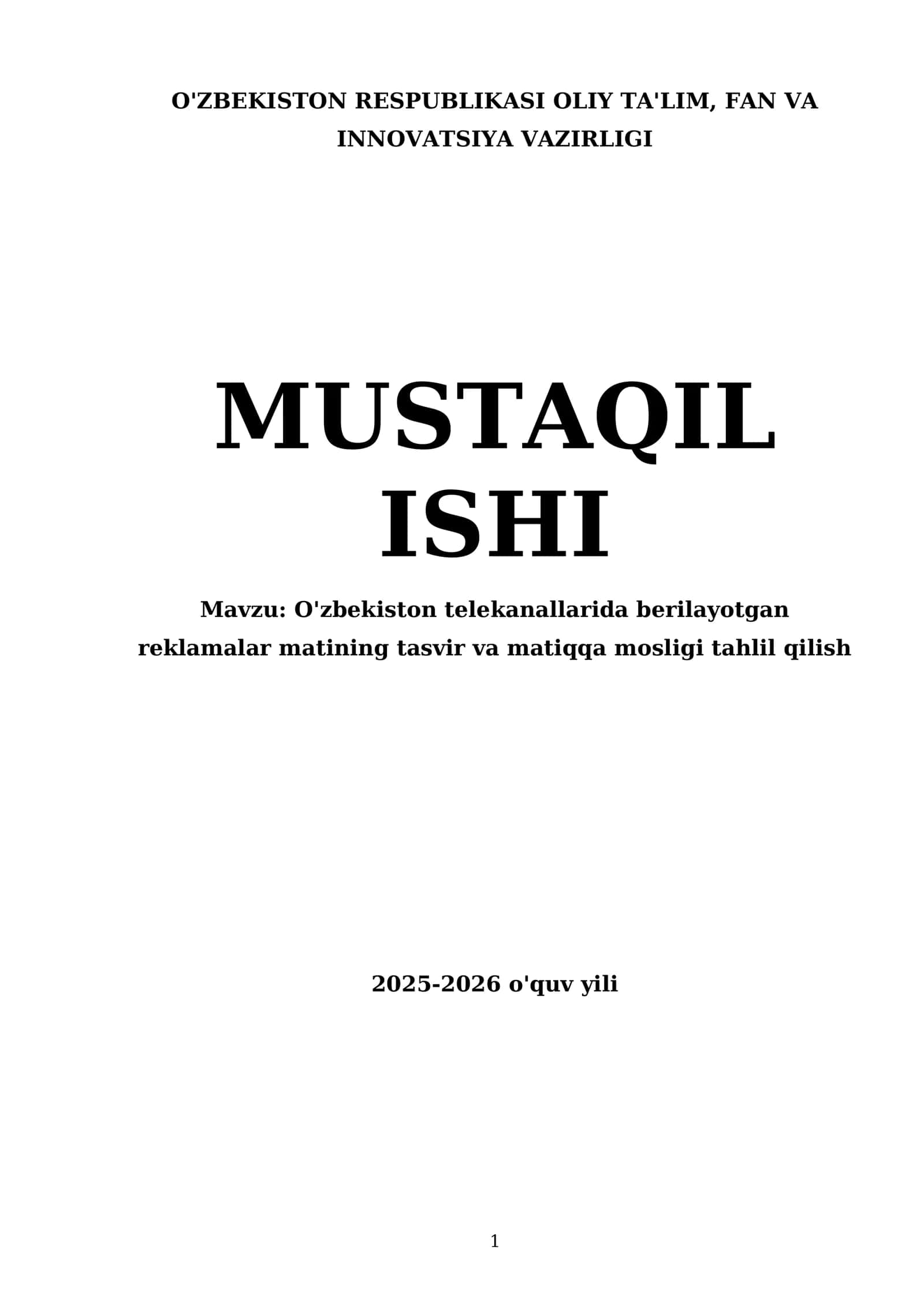 O'zbekiston telekanallarida berilayotgan reklamalar matining tasvir va matiqqa mosligi tahlil qilish