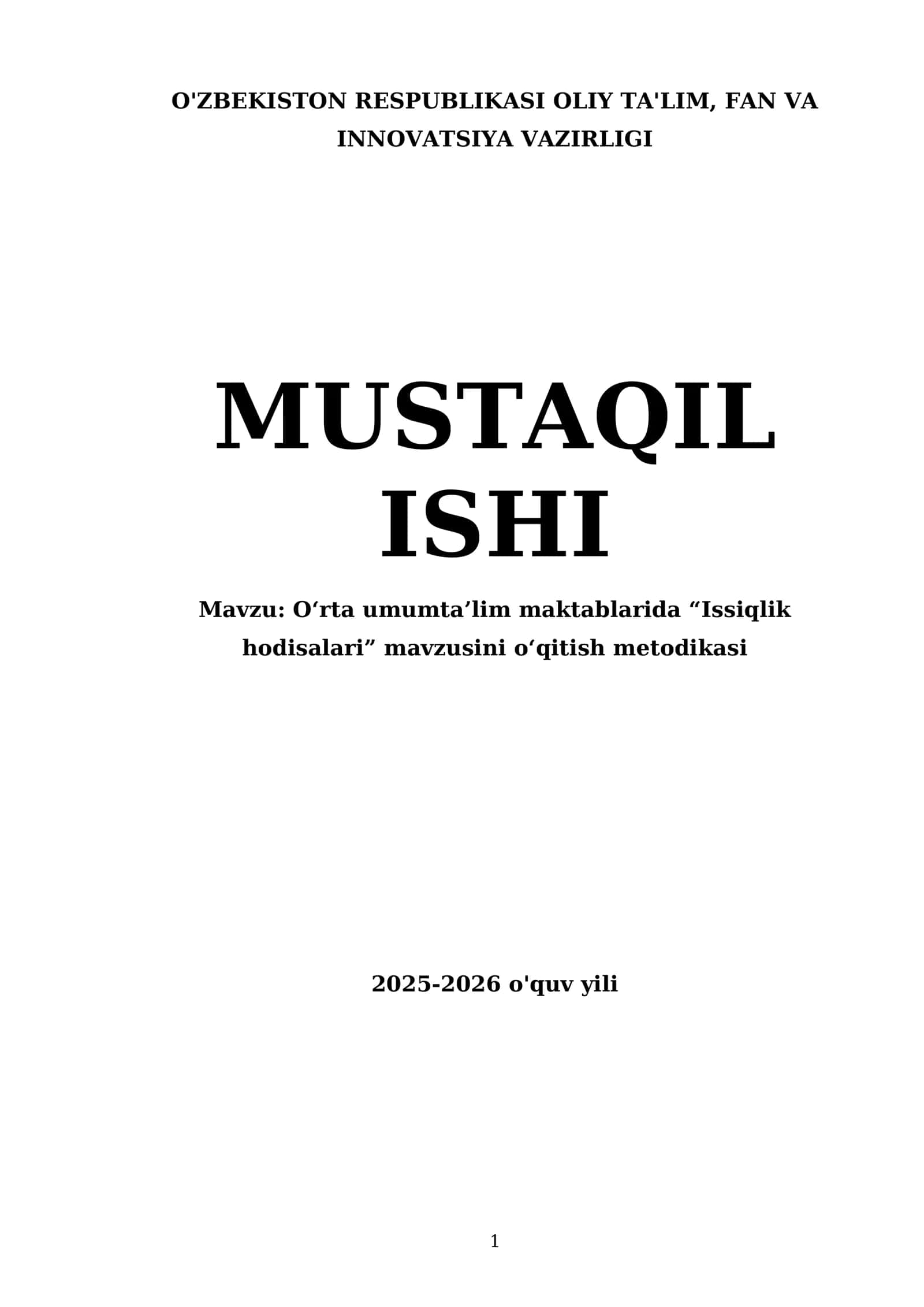 O'rta umumta’lim maktablarida “Issiqlik hodisalari” mavzusini o‘qitish metodikasi