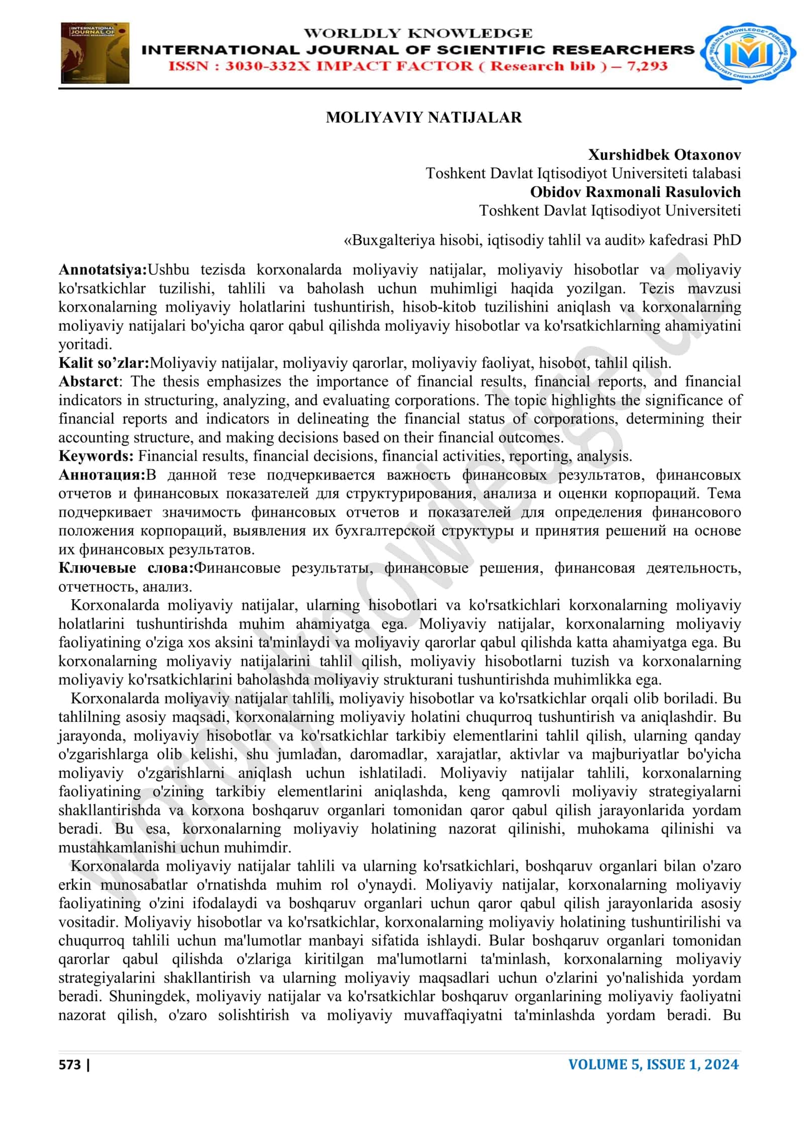Buxgalteriya hisobi, iqtisodiy tahlil va audit kafedrasi PhD