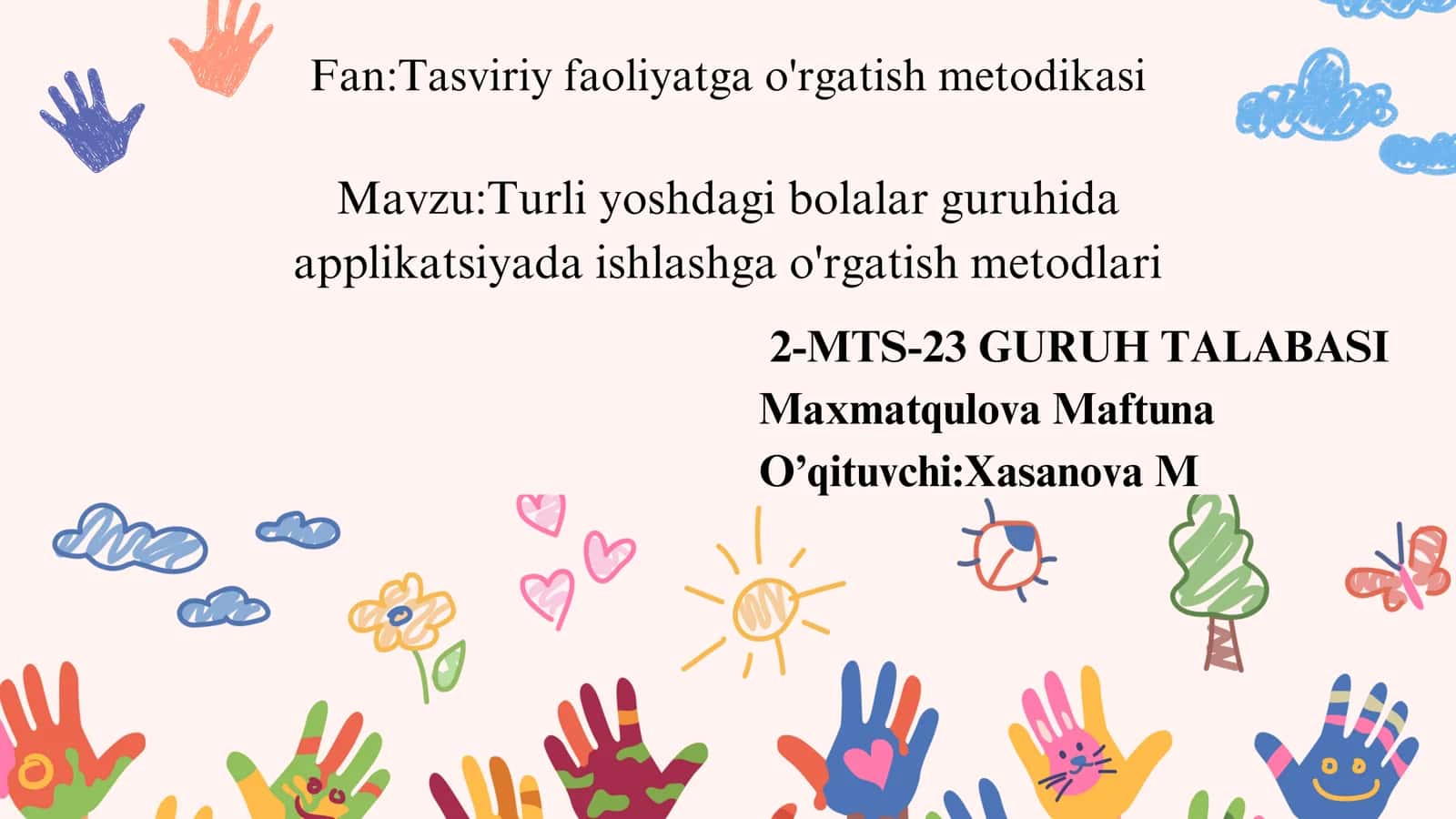 Turli yoshdagi bolalar guruhida applikatsiyada ishlashga o'rgatish metodlari