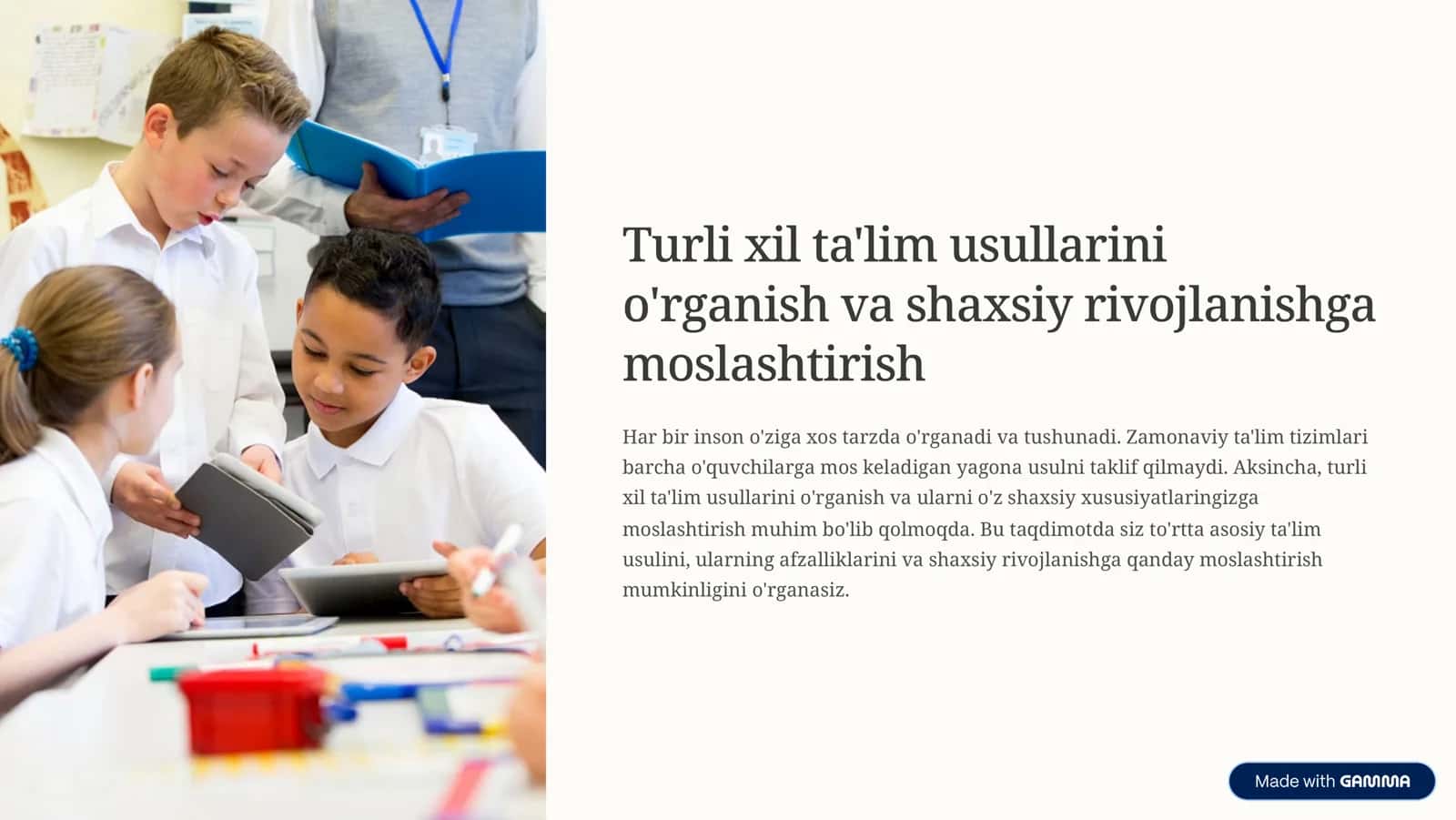 Turli xil ta'lim usullarini o'rganish