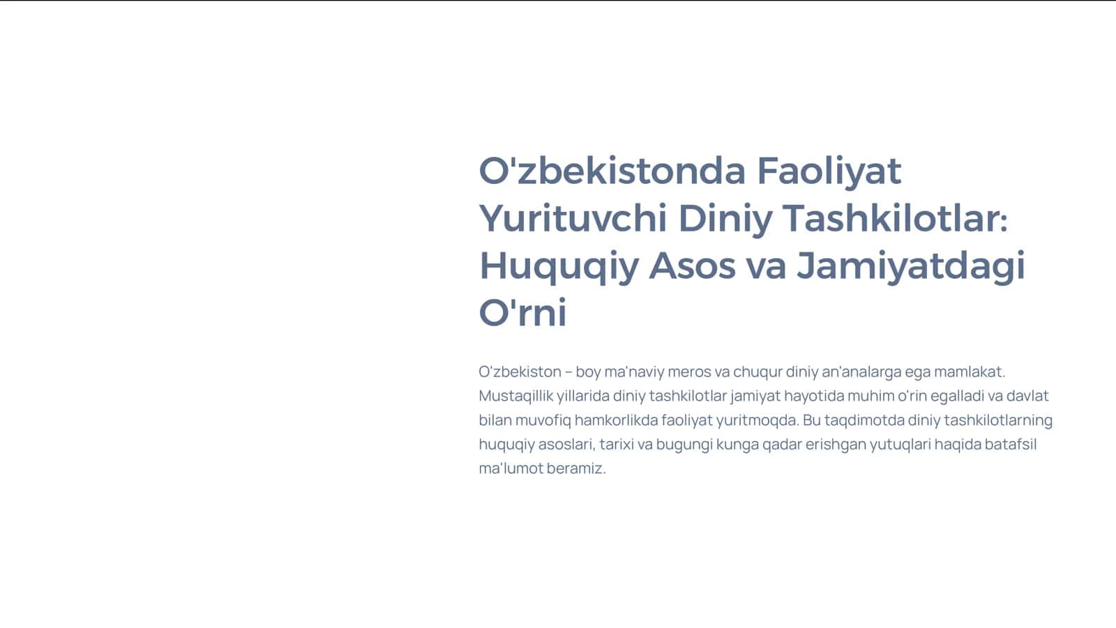 O'zbekistonda Faoliyat Yurituvchi Diniy Tashkilotlar Huquqiy Asos va Jamiyatdagi O'rni