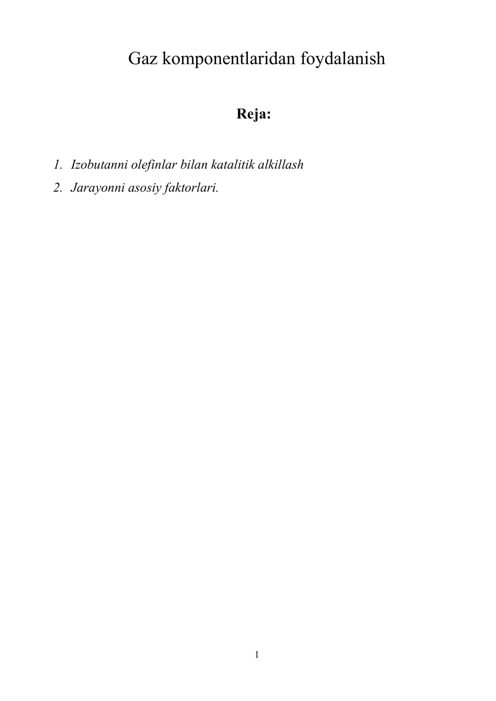 Gaz komponentlaridan foydalanish