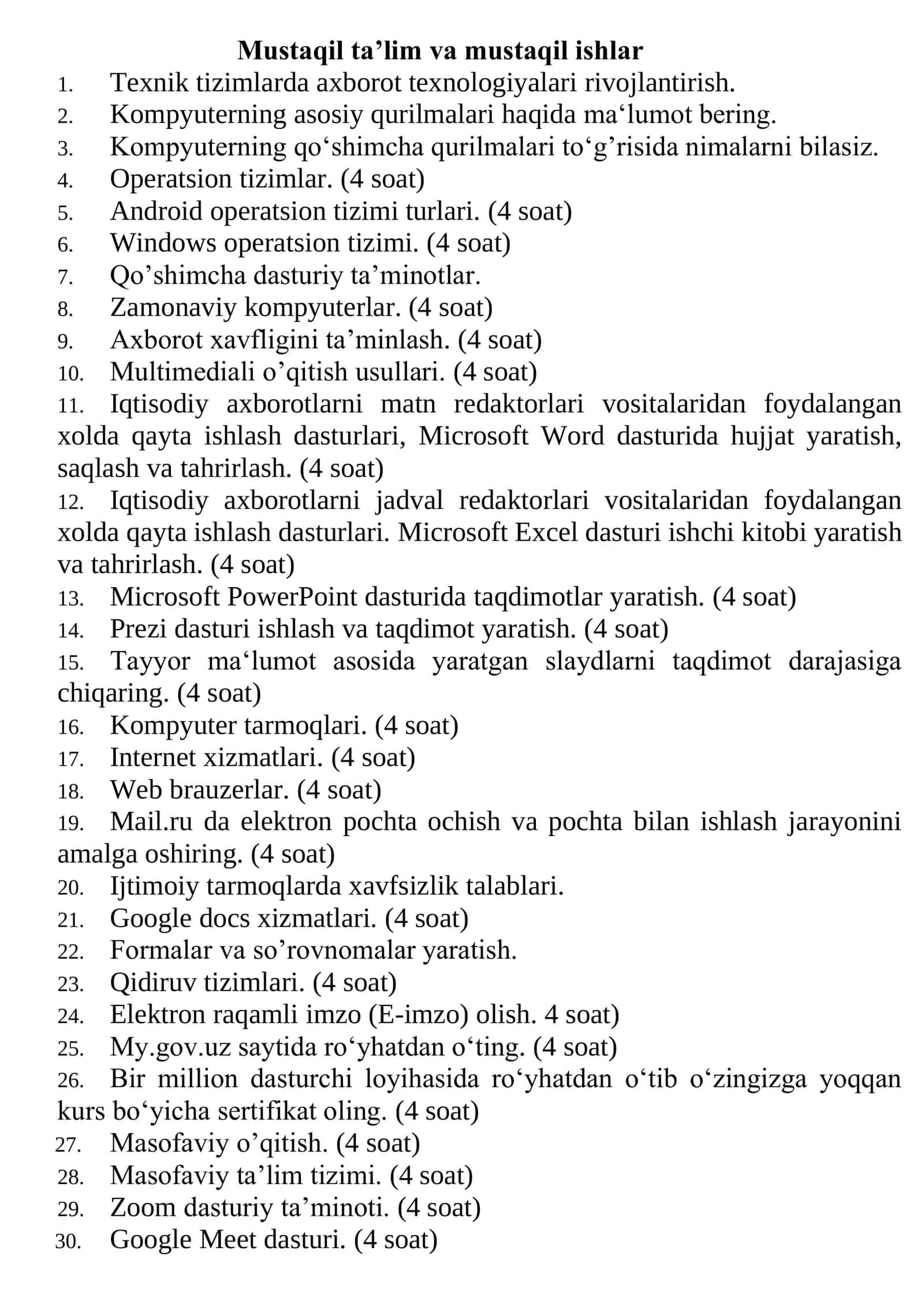 Kompyuter Dasturlarini O'rganish