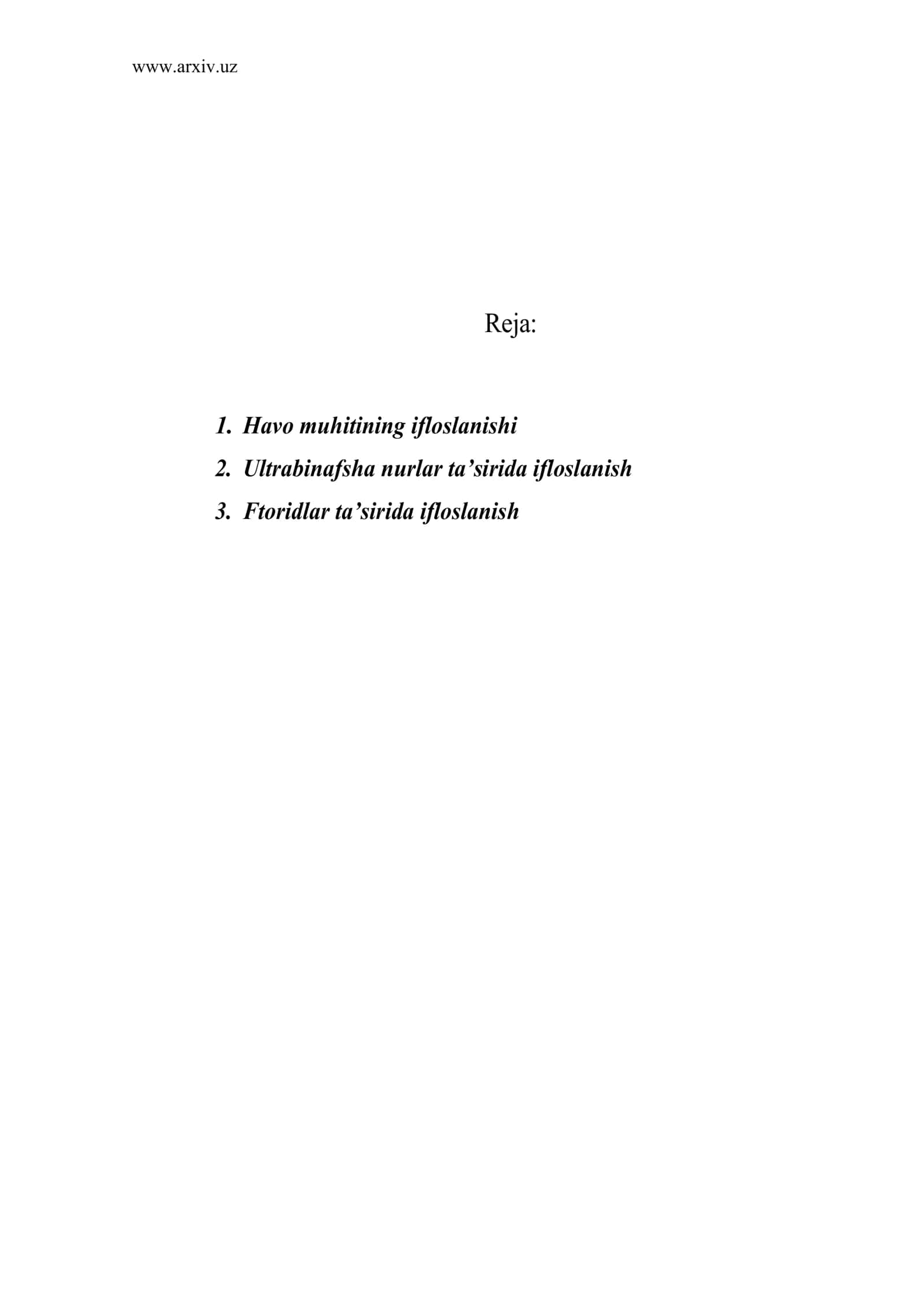Havo muhitining ifloslanishi