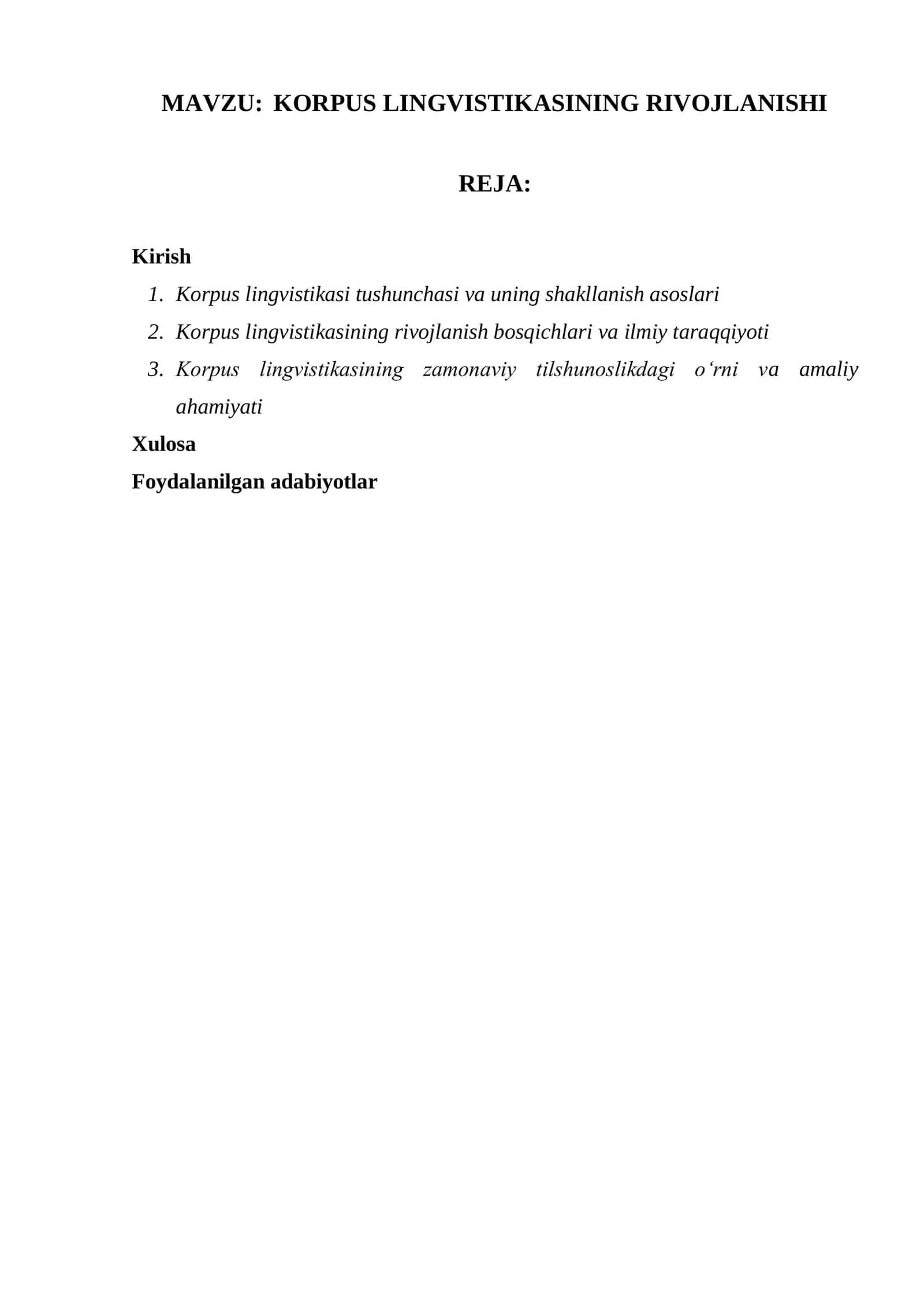 korpus lingvistikasining rivojlanishi
