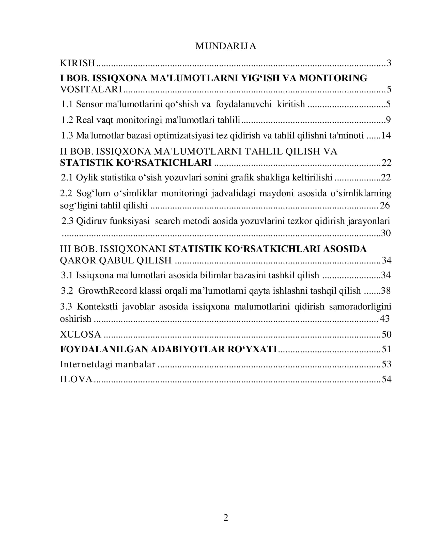 Issiqxona ma'lumotlarni yig‘ish va monitoring qilish
