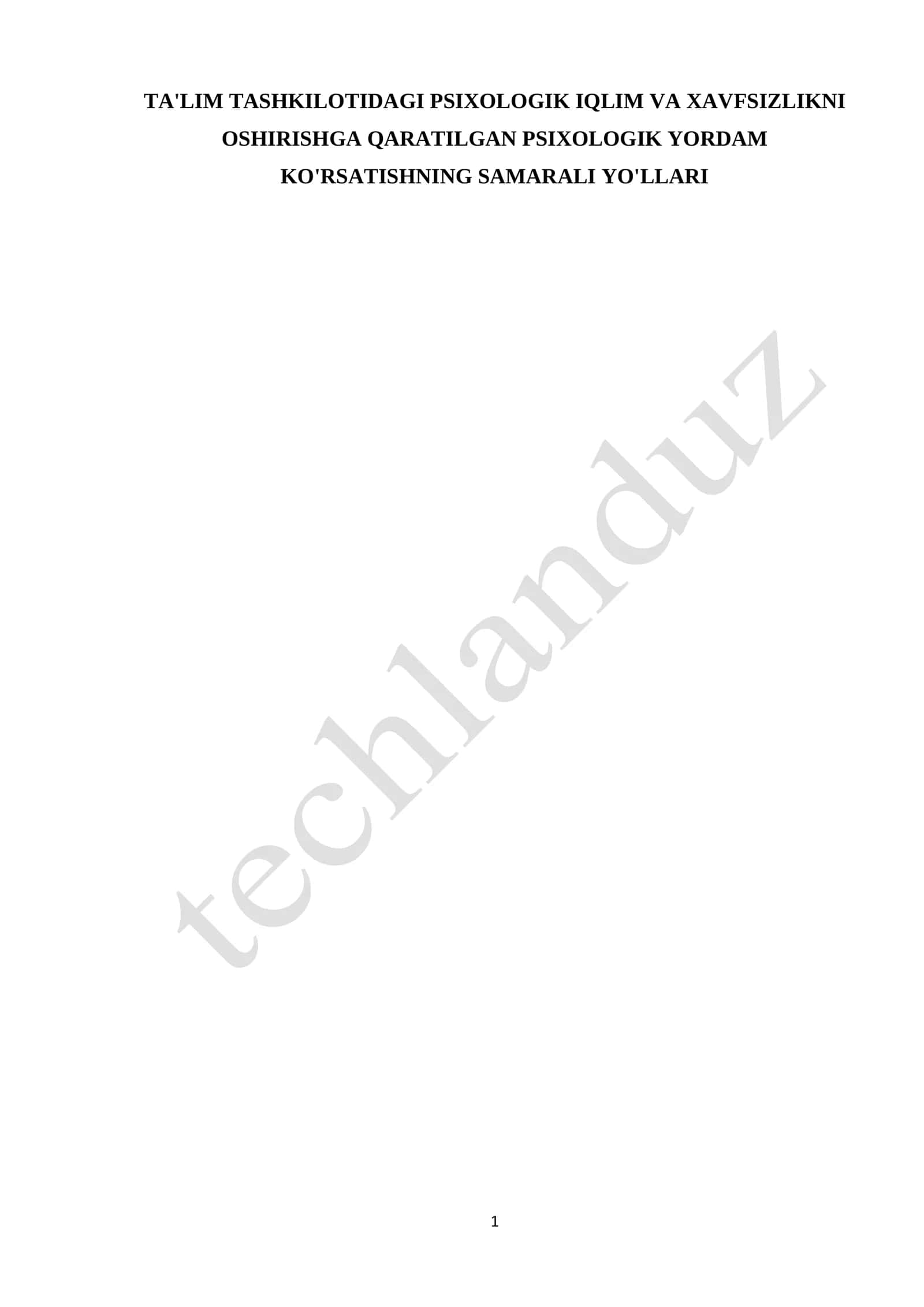 Psixologik Yordam Ko'rsatishning Samarali Yo'llari