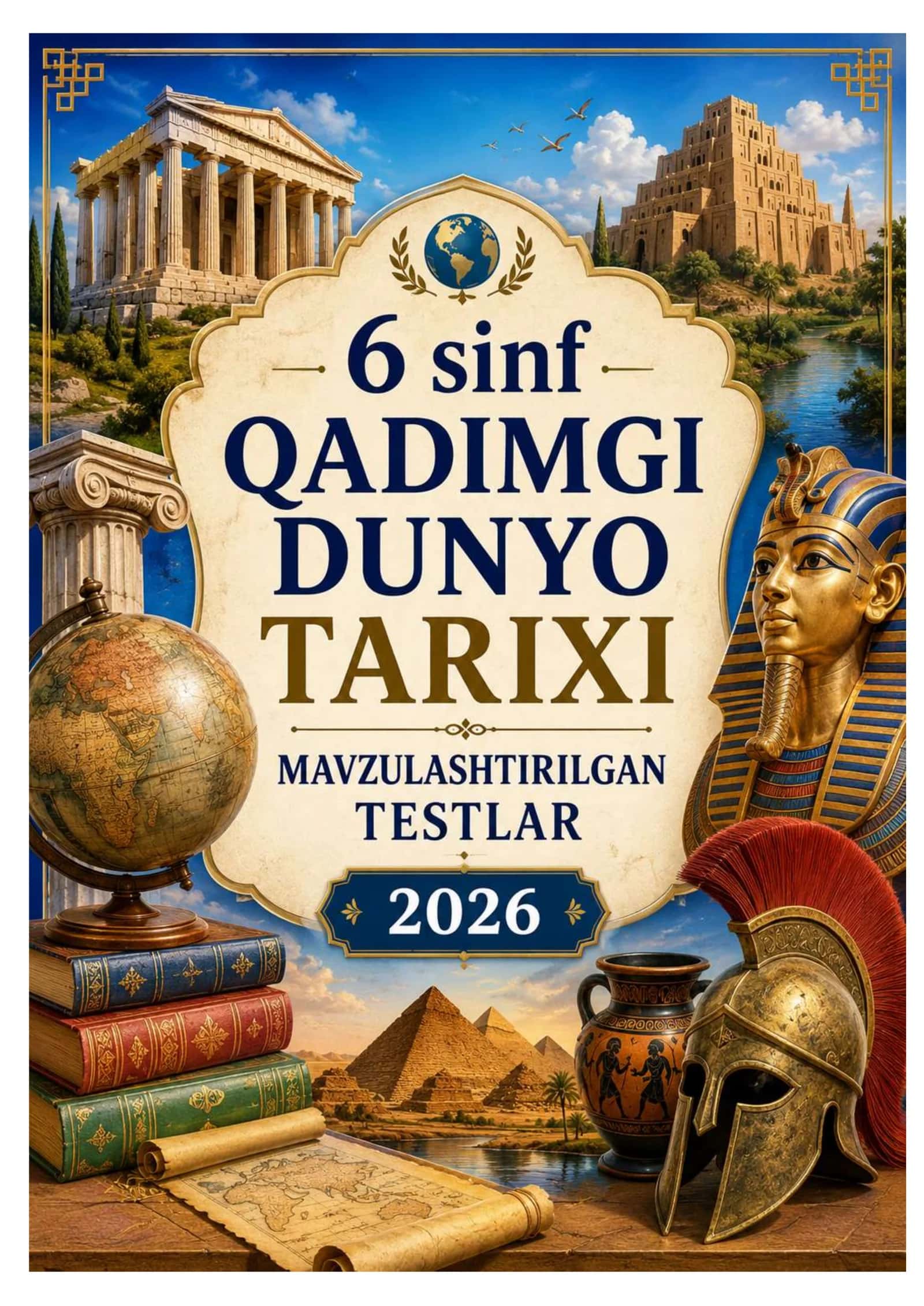 6-SINF QADIMGI DUNYO TARIXI MAVZULASHTIRILGAN TESTLAR JAVOBLARI 2026 YIL