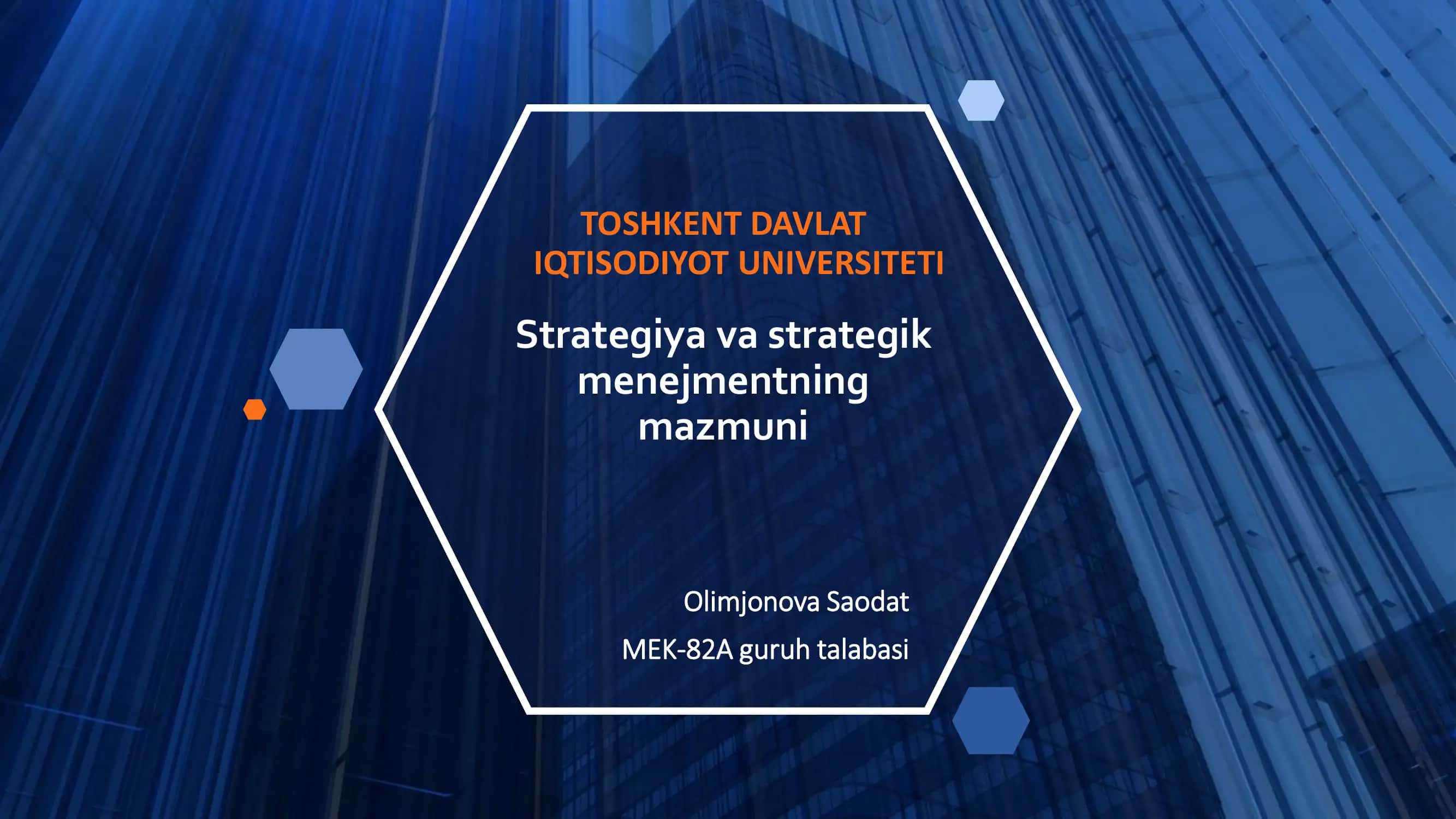 Strategiya va strategik menejmentning mazmuni