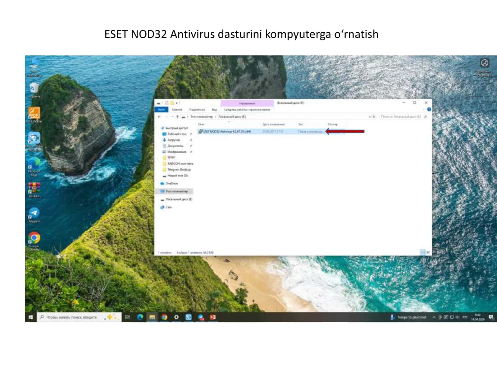 ESET NOD32 Antivirus dasturini kompyuterga o‘rnatish