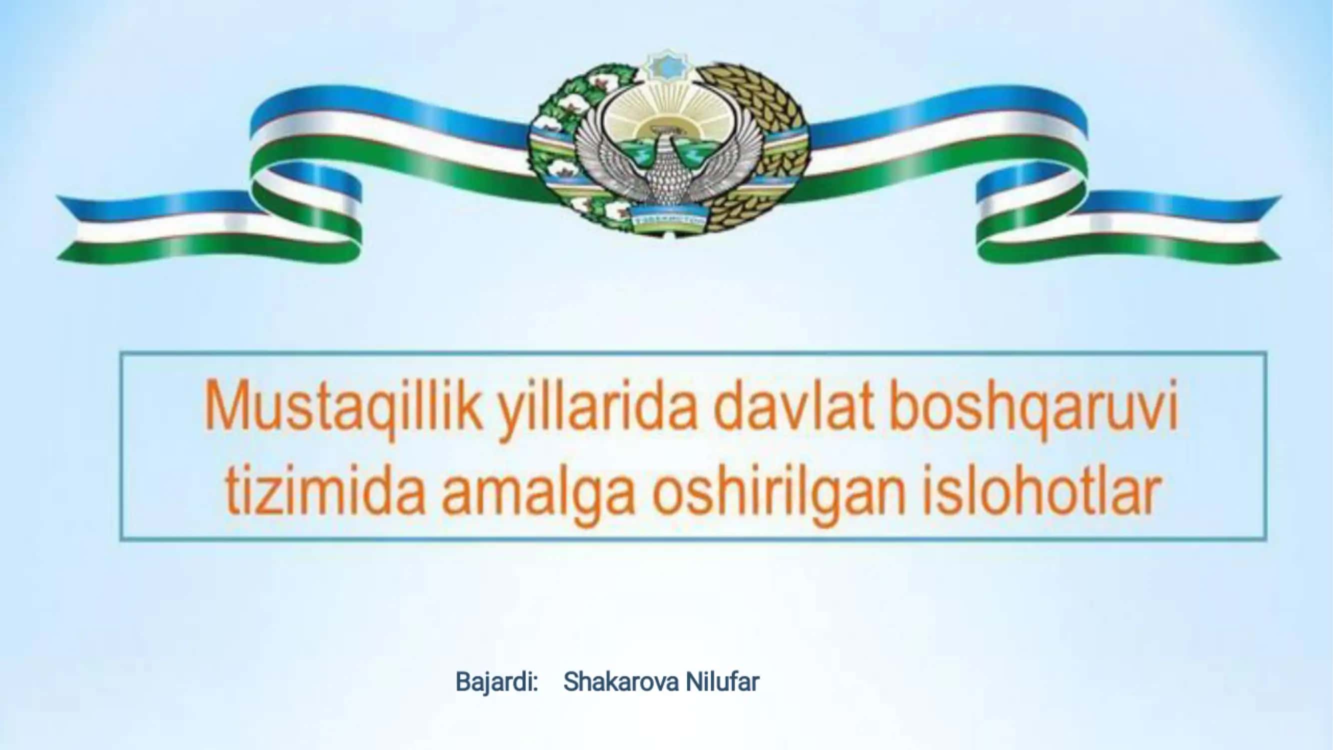 O'zbekistonning O‘ziga xos taraqqiyot modeli