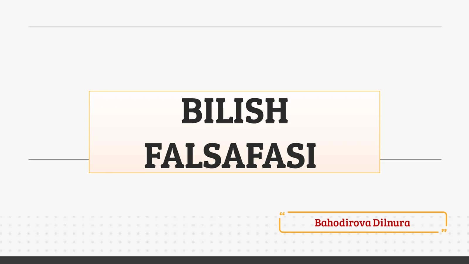 BILISH FALSAFASI