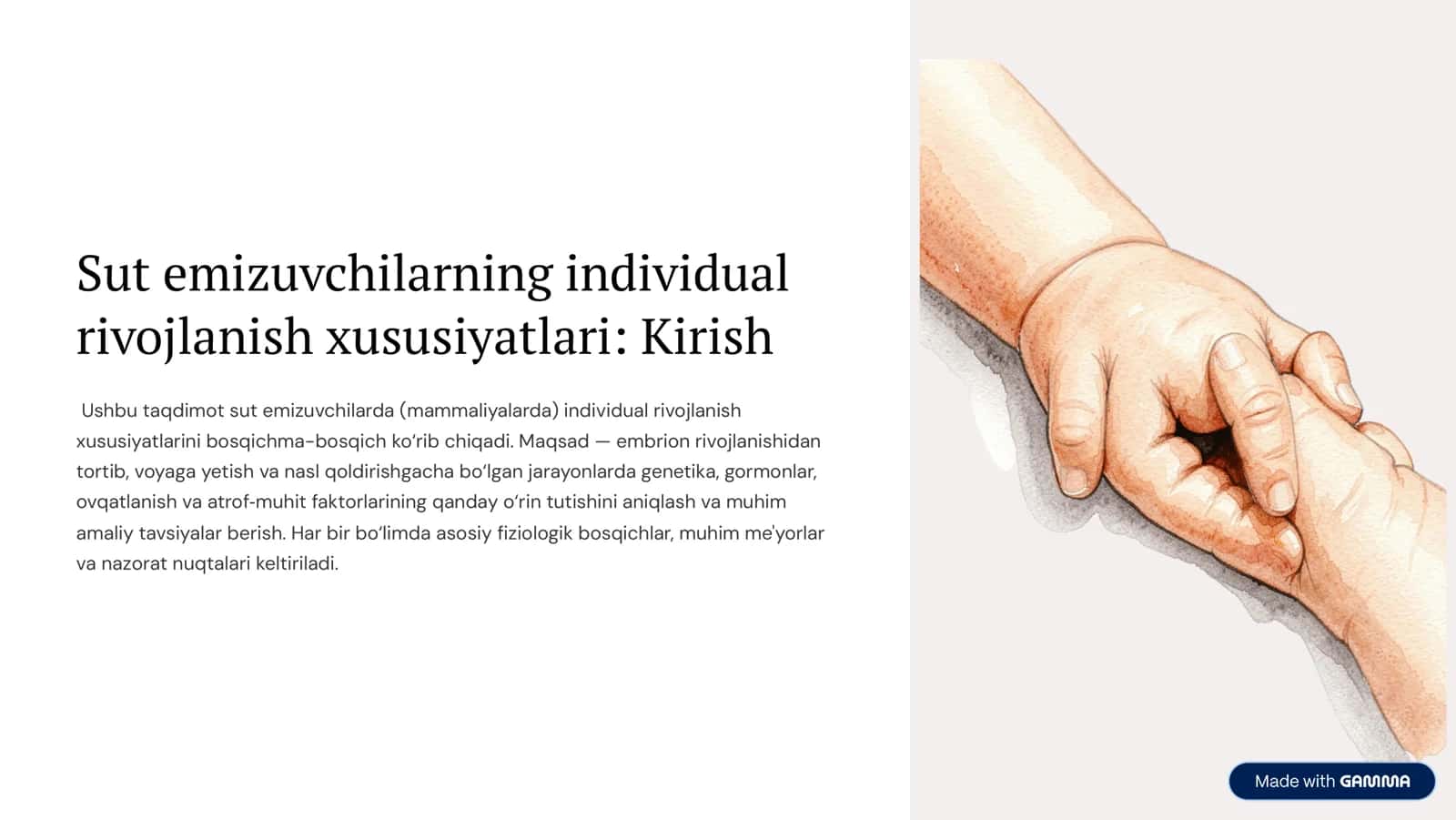 Sut emizuvchilarning individual rivojlanishi