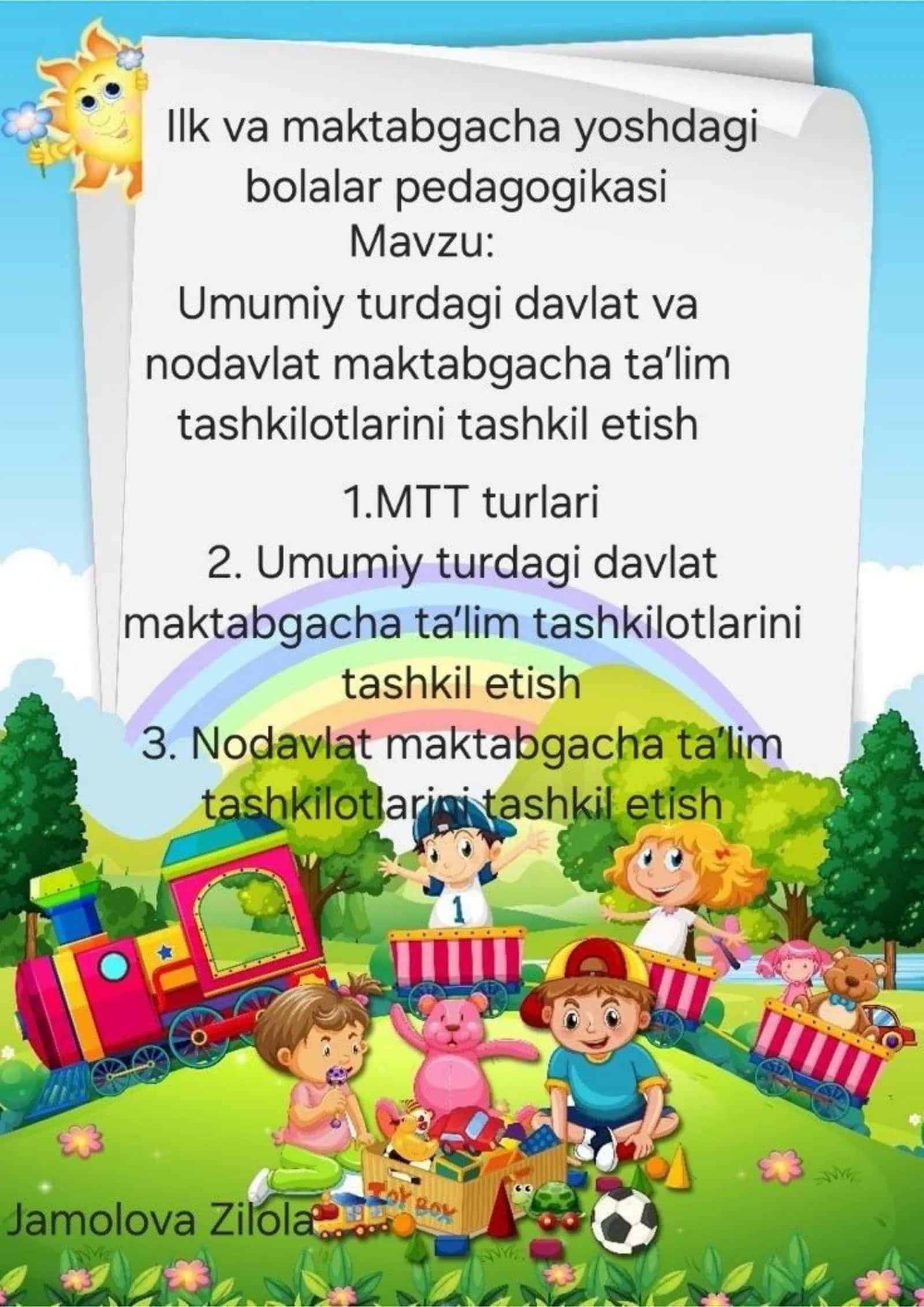 davlat va nodavlat maktabgacha ta’lim tashkilotlari