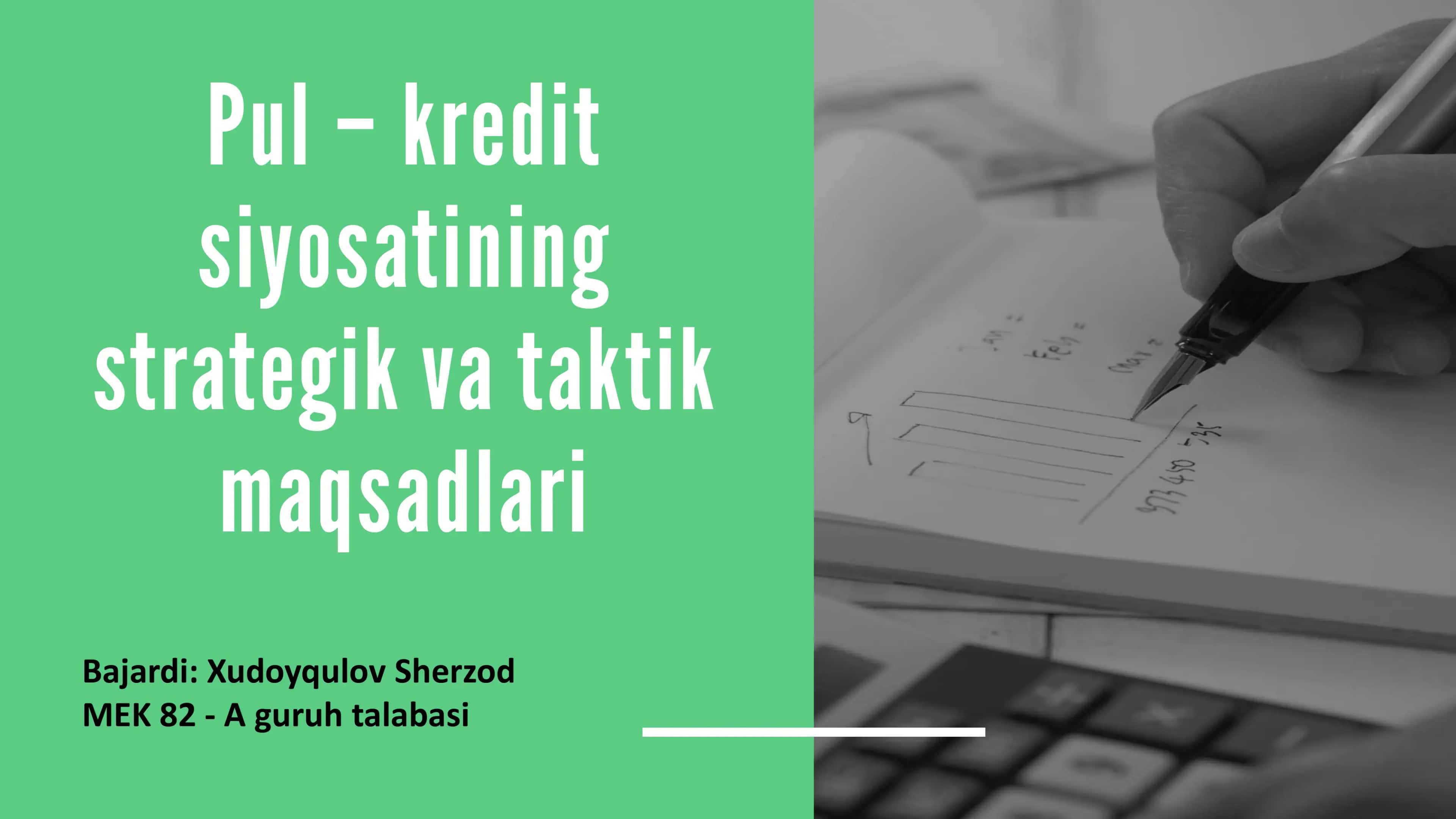 Pul-kredit siyosatini amalga oshirish Konsepsiyasi